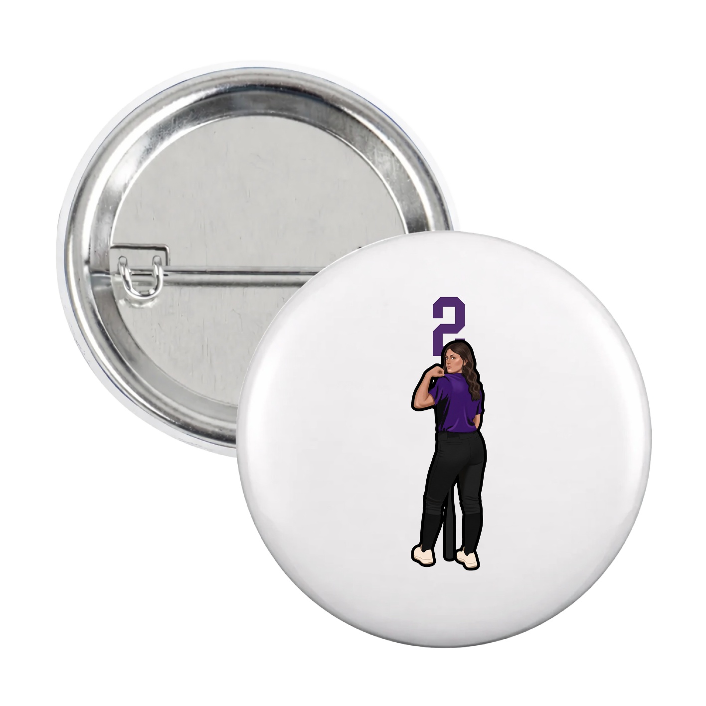 Game Day Button — Number Top in White