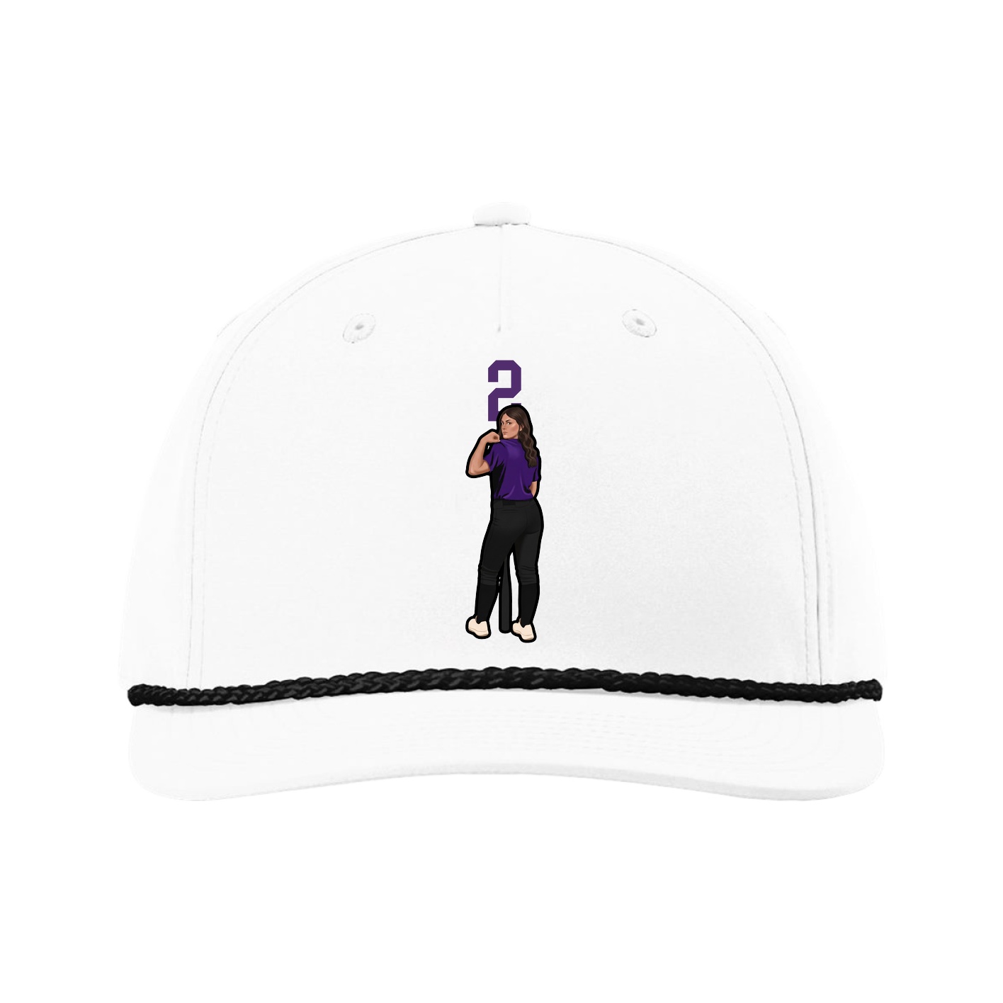 Five-Panel Classic Rope Cap — Number Top in White