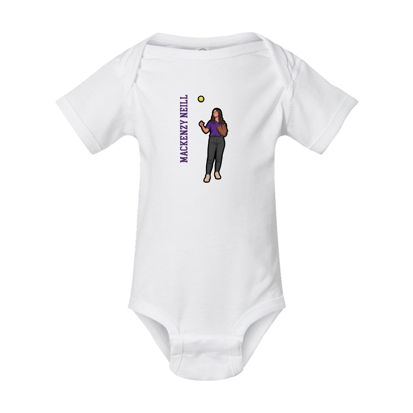 Baby Onesie — Name Vertical in White