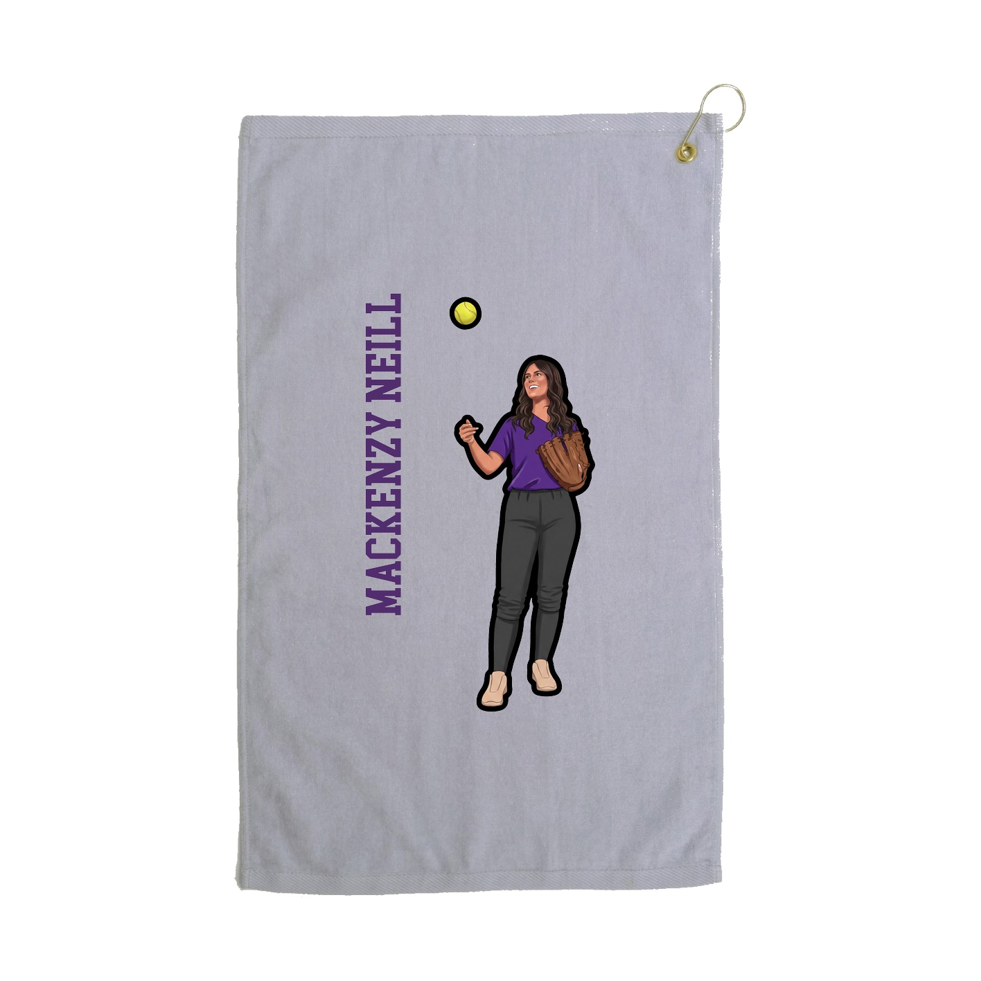 Golf Towel — Name Vertical in Grey