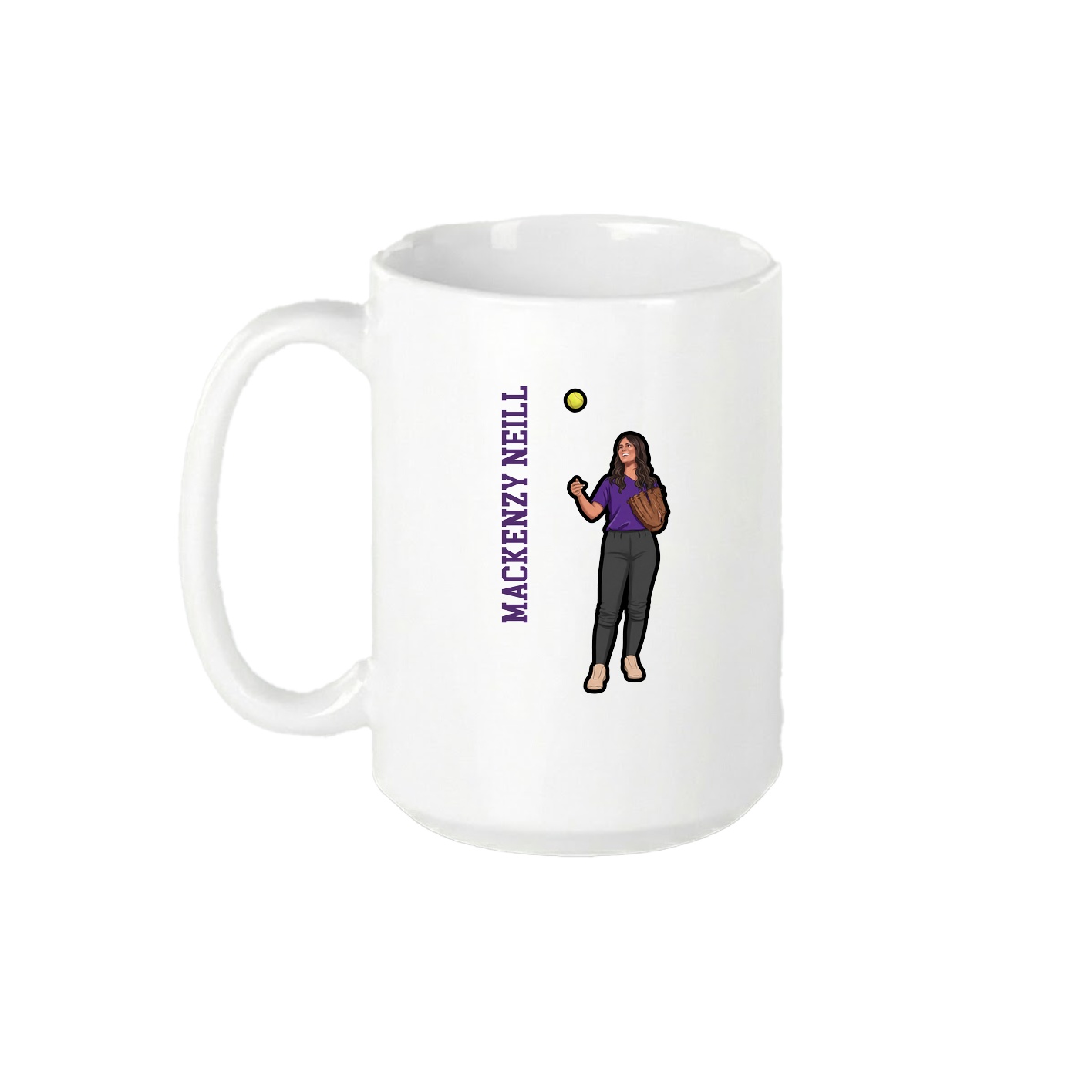 15oz Coffee Mug — Name Vertical in White