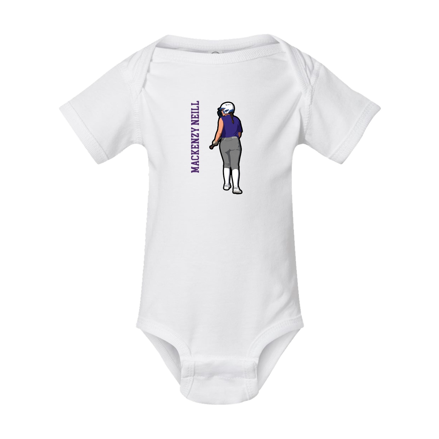 Baby Onesie — Name Vertical in White