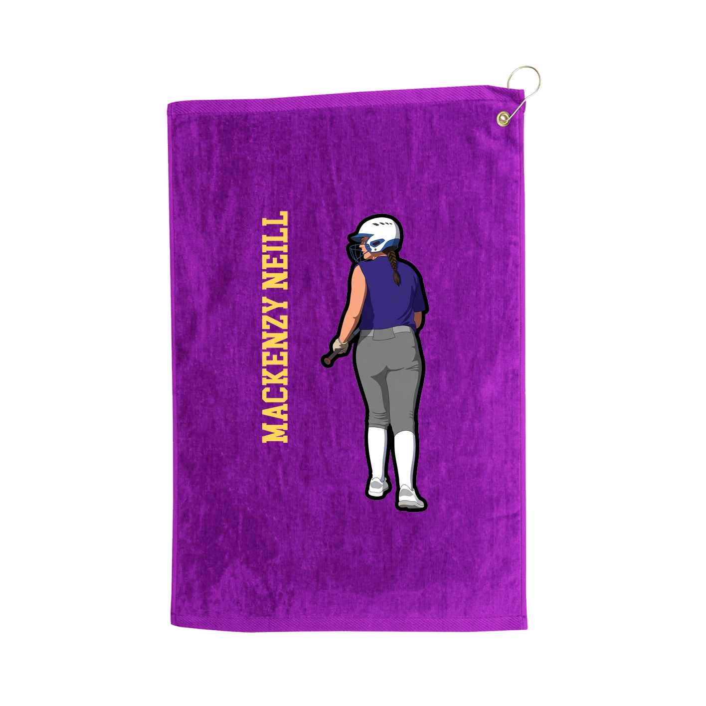Golf Towel — Name Vertical in Purple