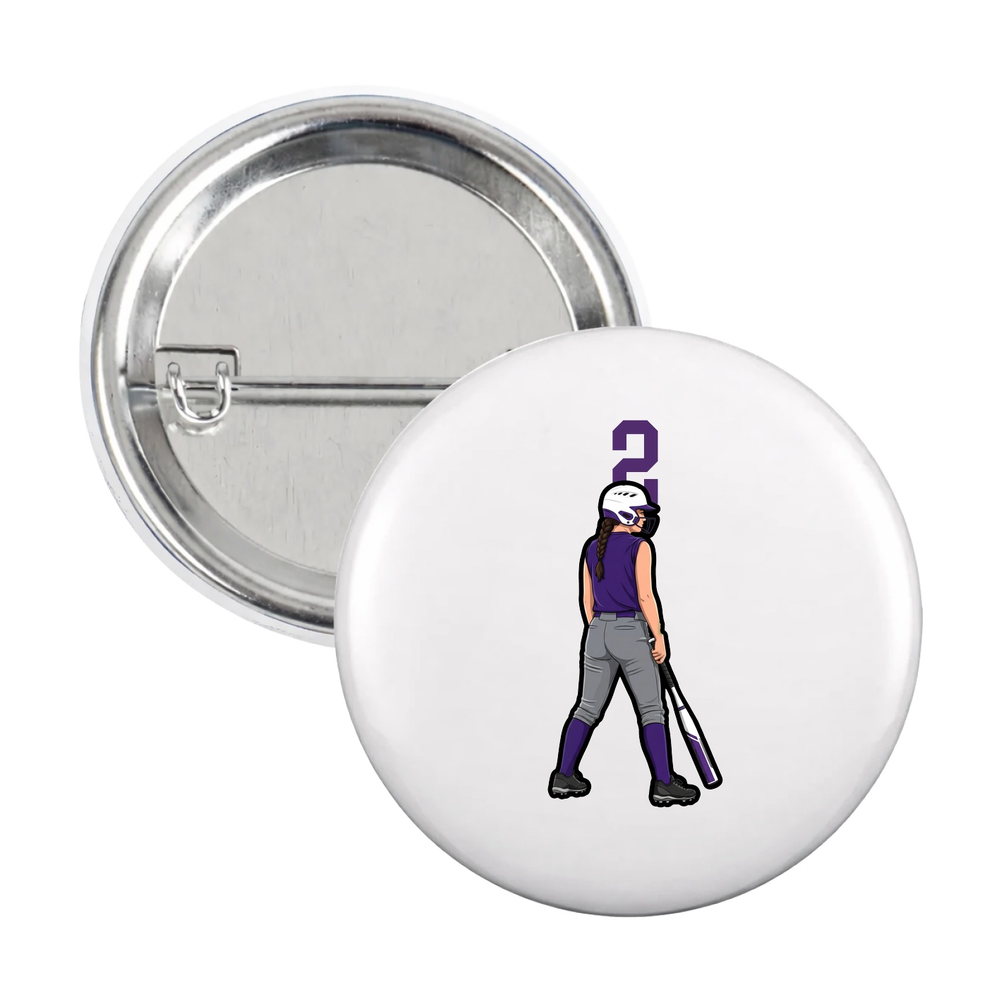Game Day Button — Number Top in White