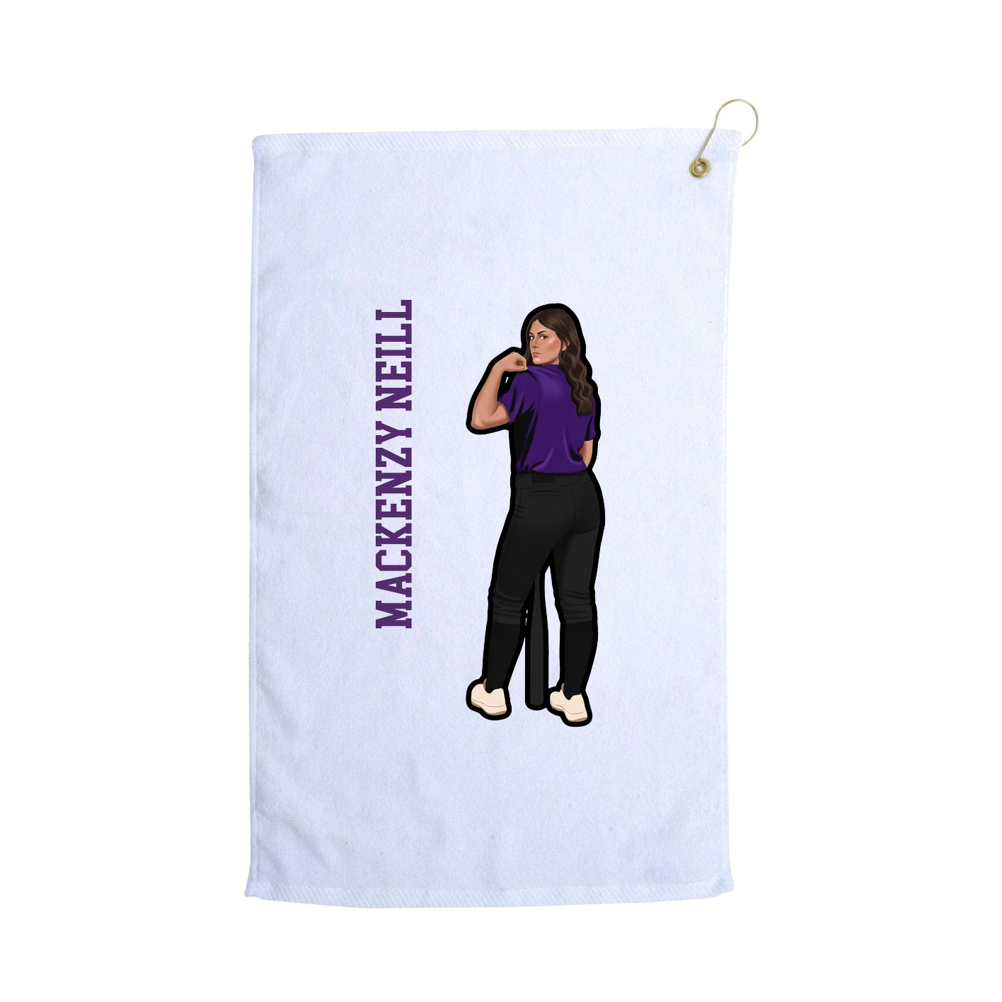 Golf Towel — Name Vertical in White