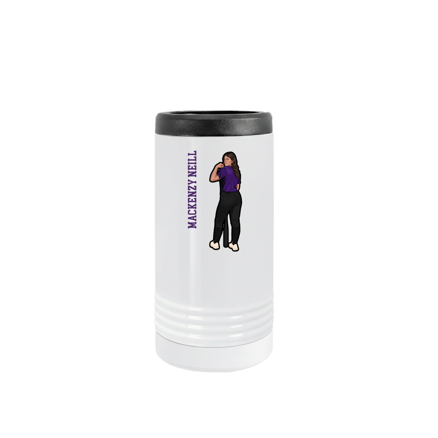 Slim Beverage Holder — Name Vertical in White