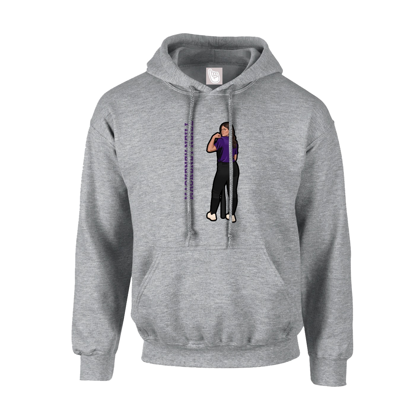 Youth Hoodie — Name Vertical in Grey