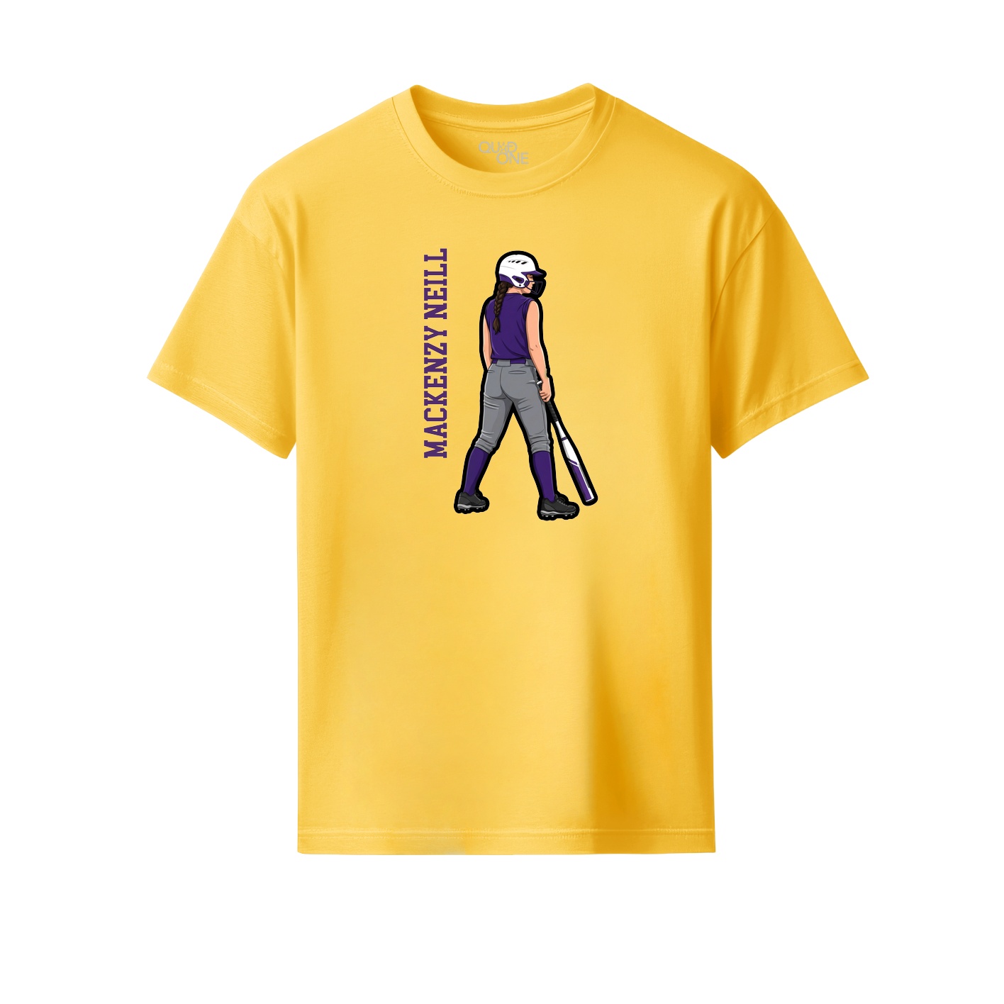 Youth Tee — Name Vertical in Yellow
