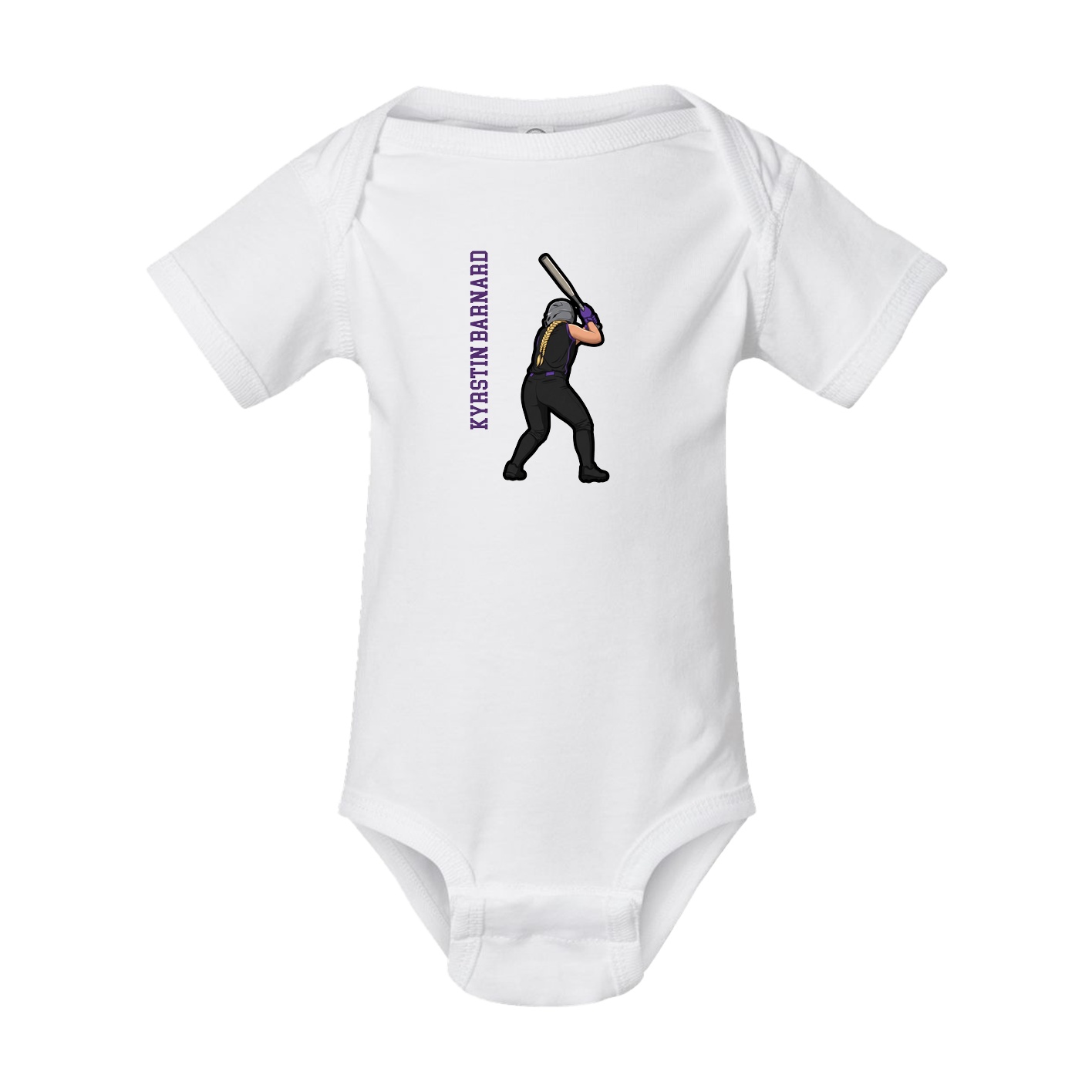 Baby Onesie — Name Vertical in White