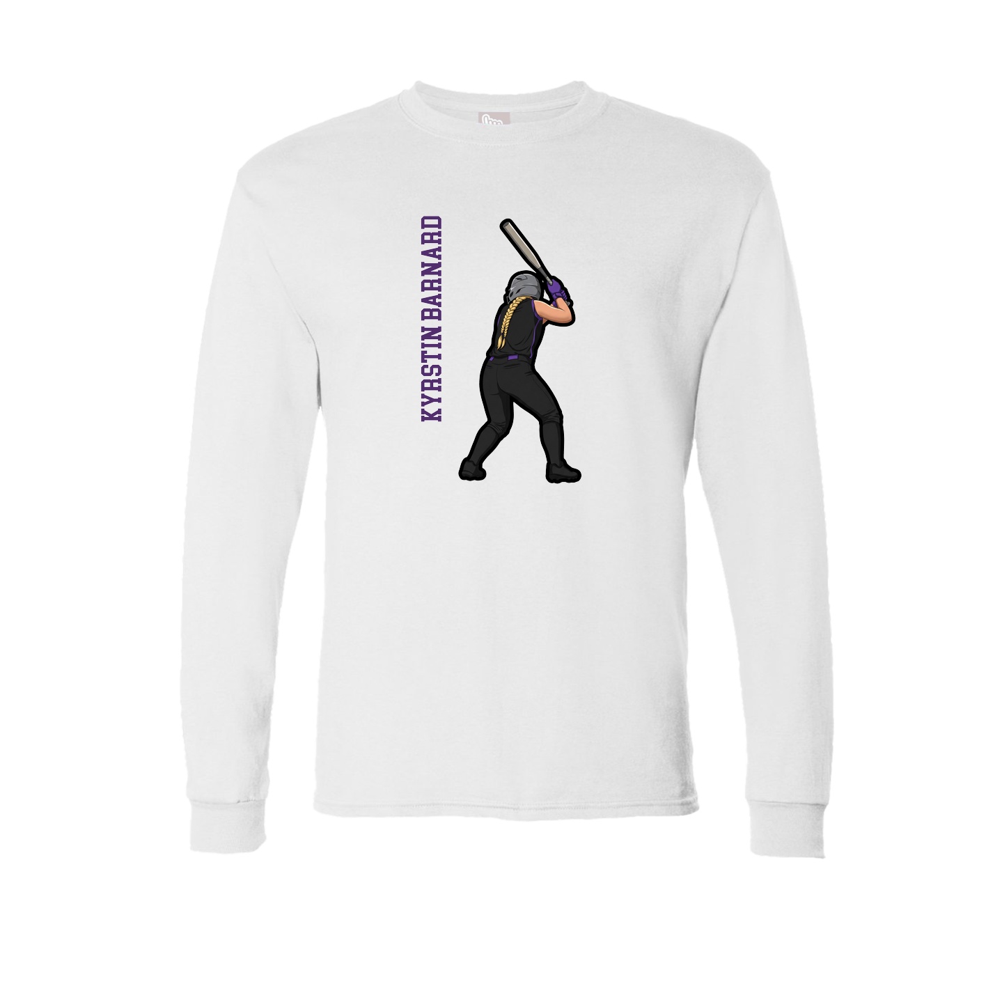Long Sleeve Tee — Name Vertical in White