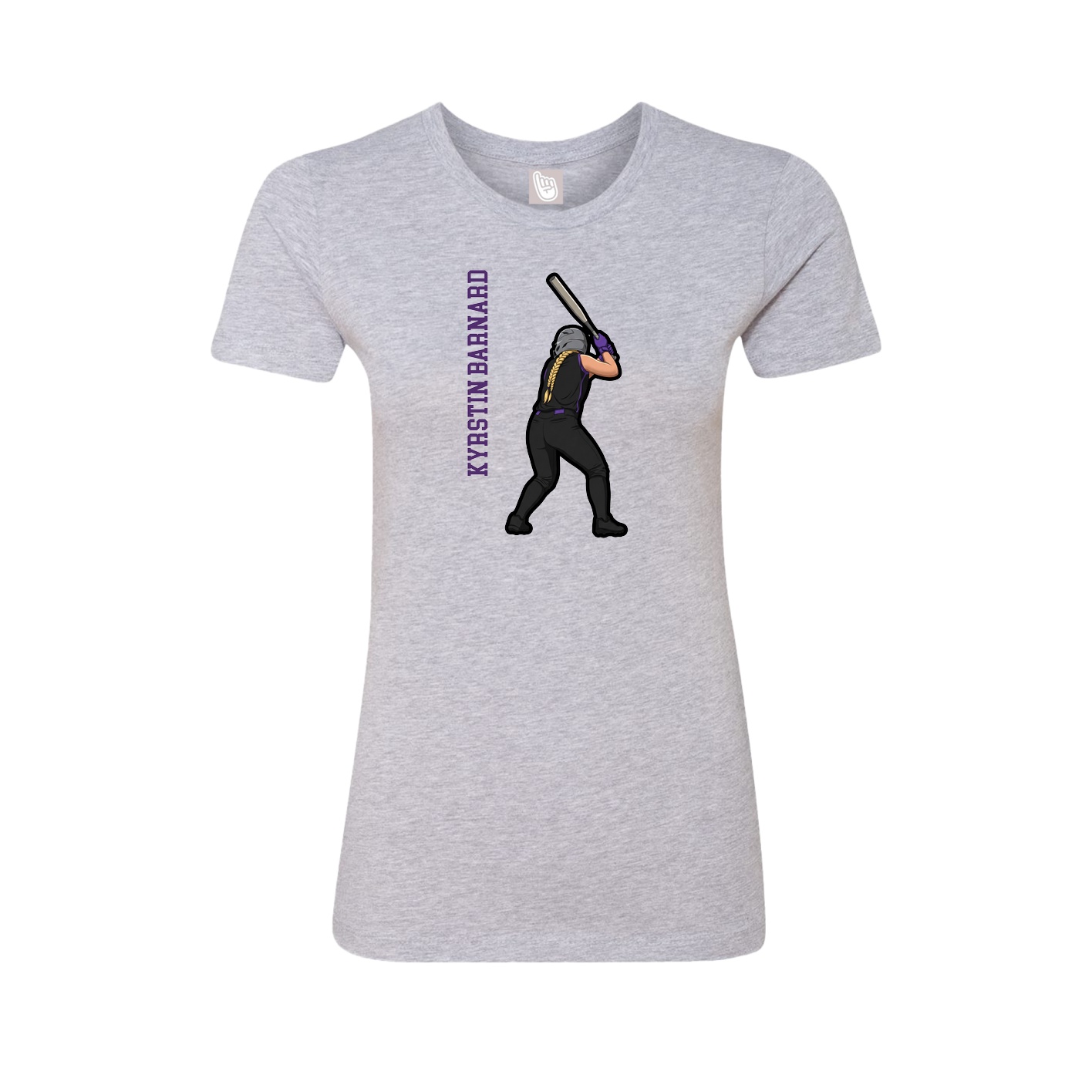 Fitted Women's Tee — Name Vertical in Grey