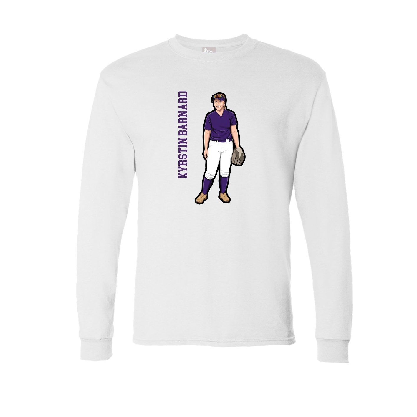 Long Sleeve Tee — Name Vertical in White