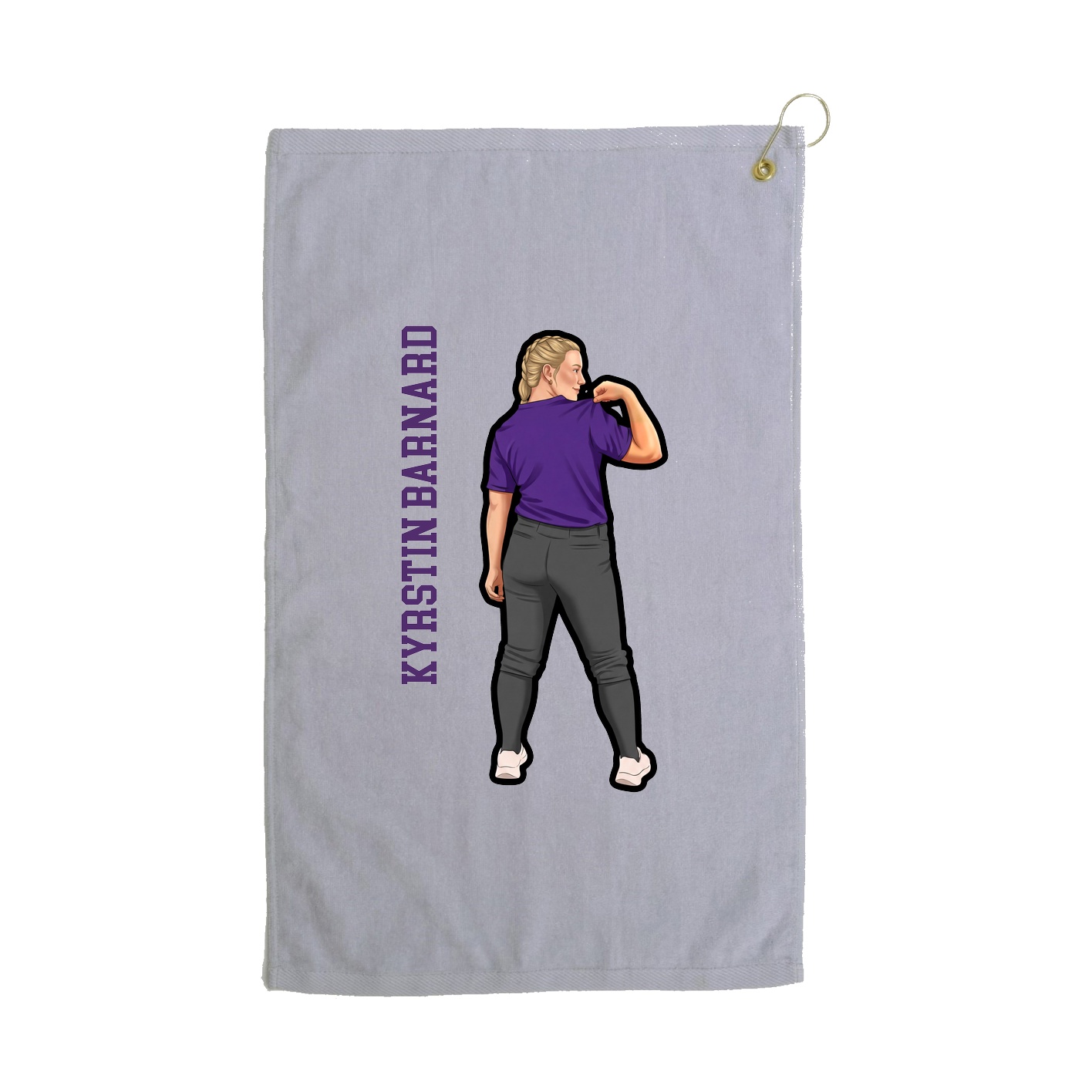Golf Towel — Name Vertical in Grey