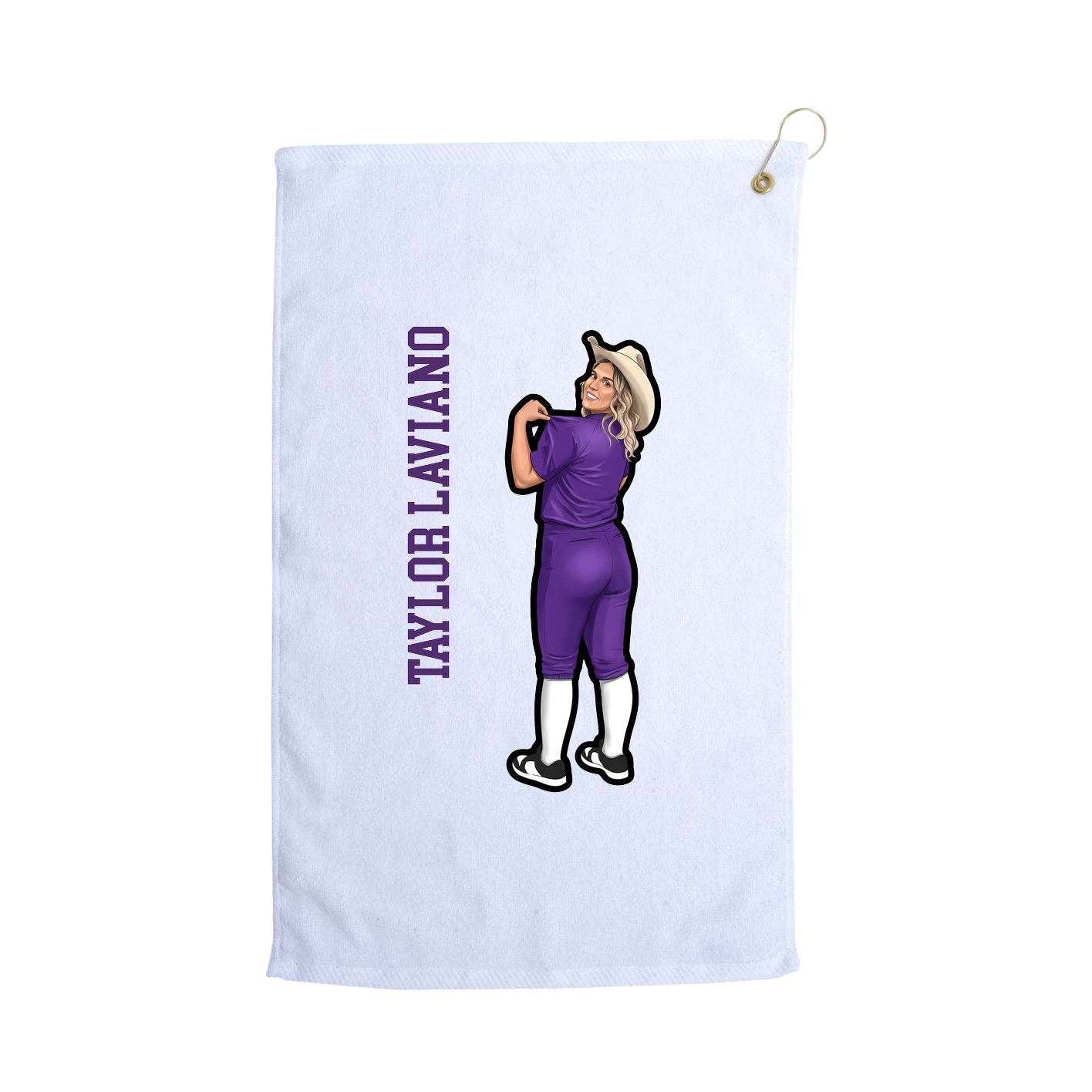 Golf Towel — Name Vertical in White