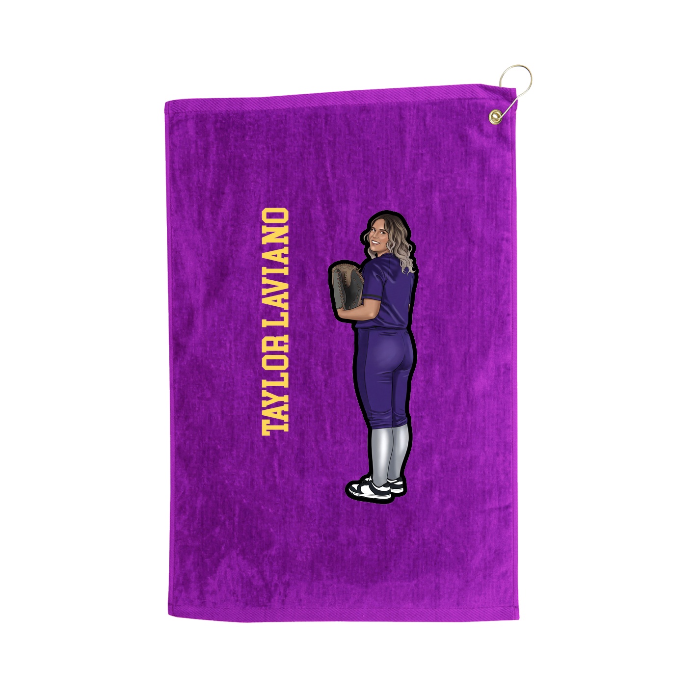 Golf Towel — Name Vertical in Purple