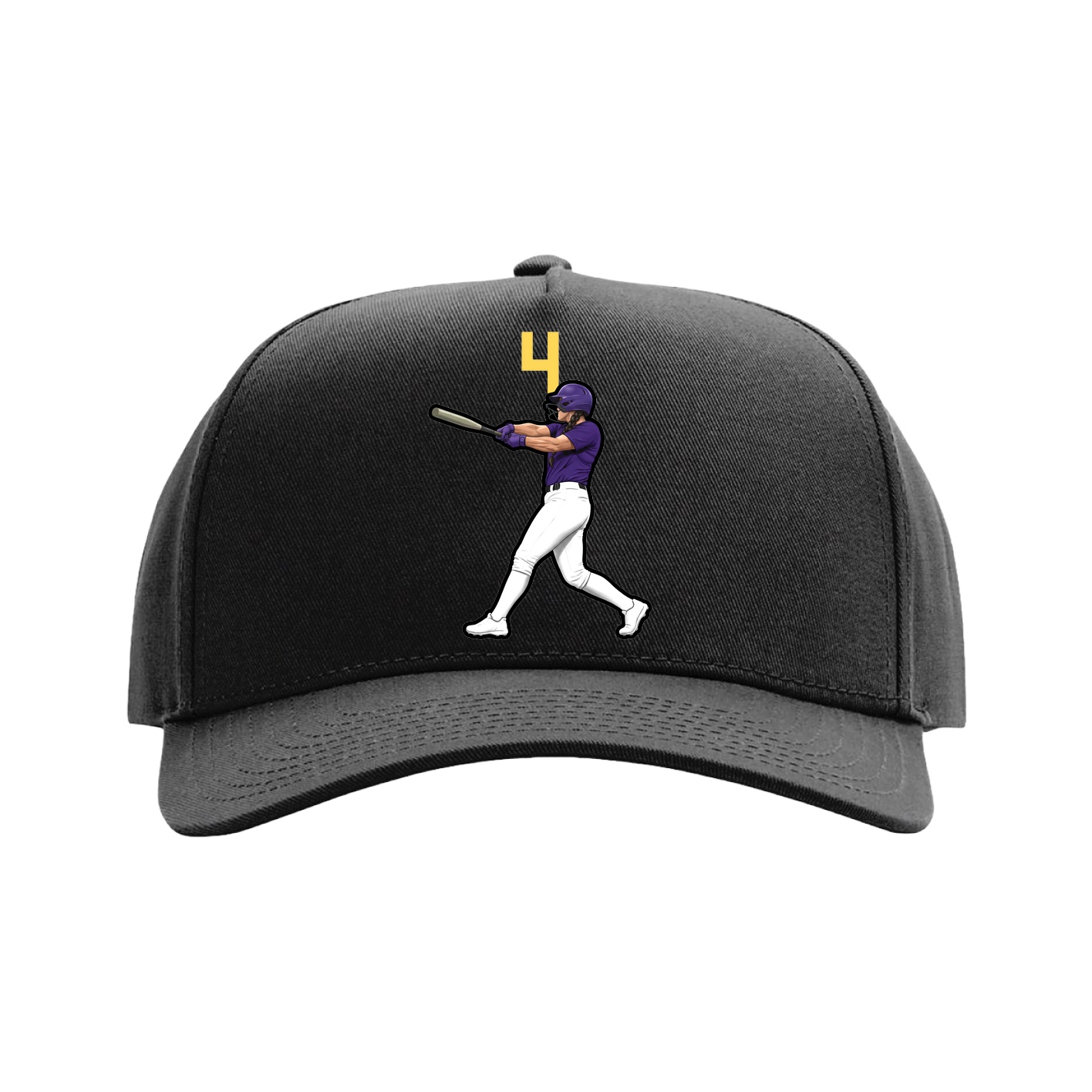 Full Fabric Five-Panel Champ Cap — Number Top in Black