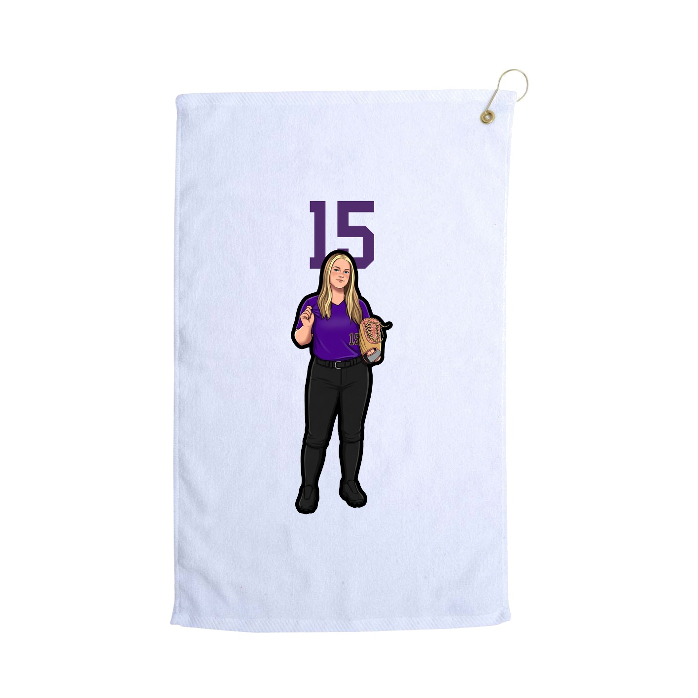 Golf Towel — Number Top in White