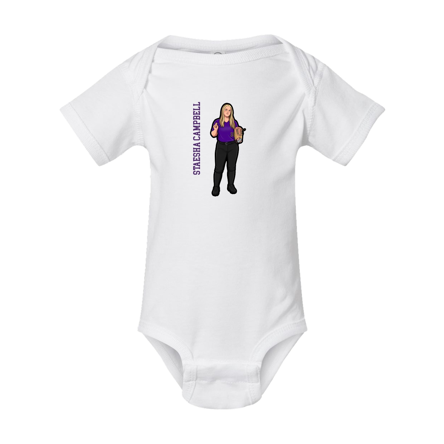 Baby Onesie — Name Vertical in White