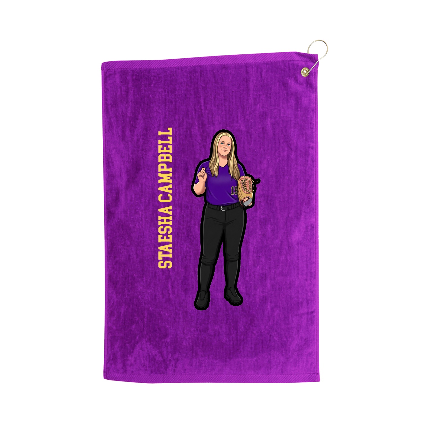 Golf Towel — Name Vertical in Purple