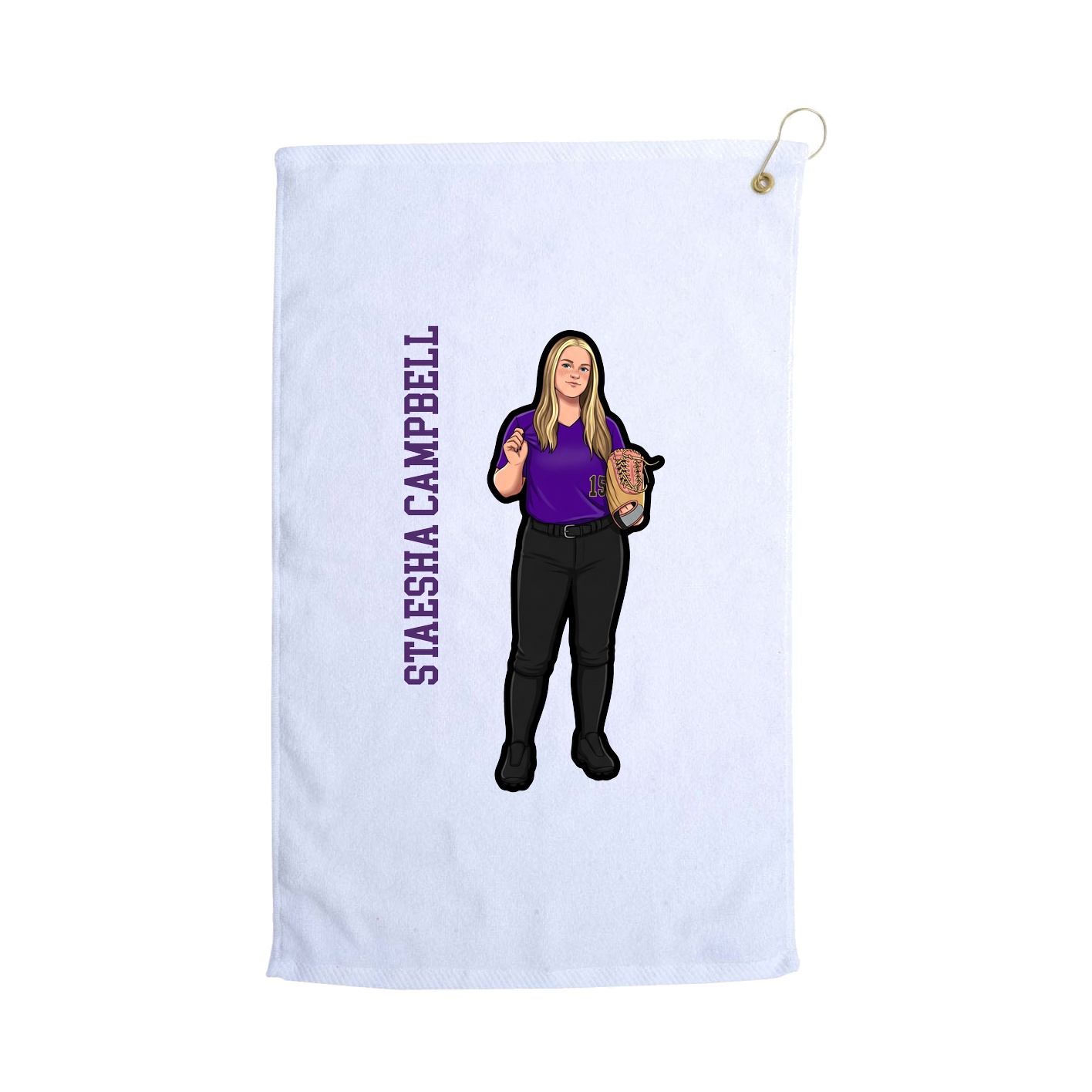 Golf Towel — Name Vertical in White