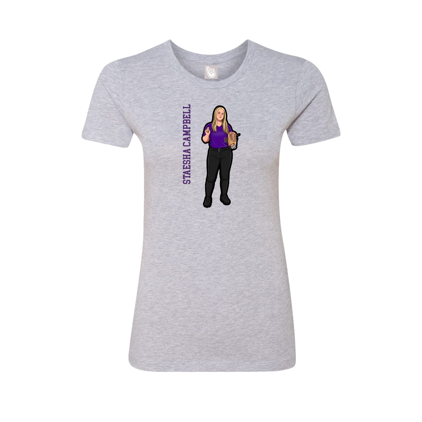 Fitted Women's Tee — Name Vertical in Grey