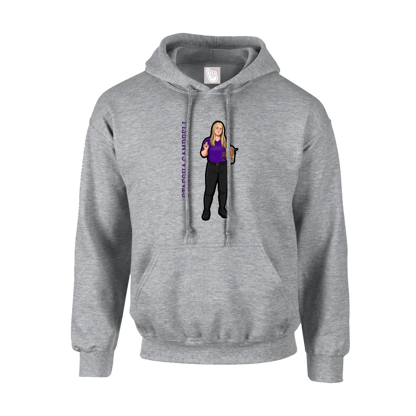 Hoodie — Name Vertical in Grey