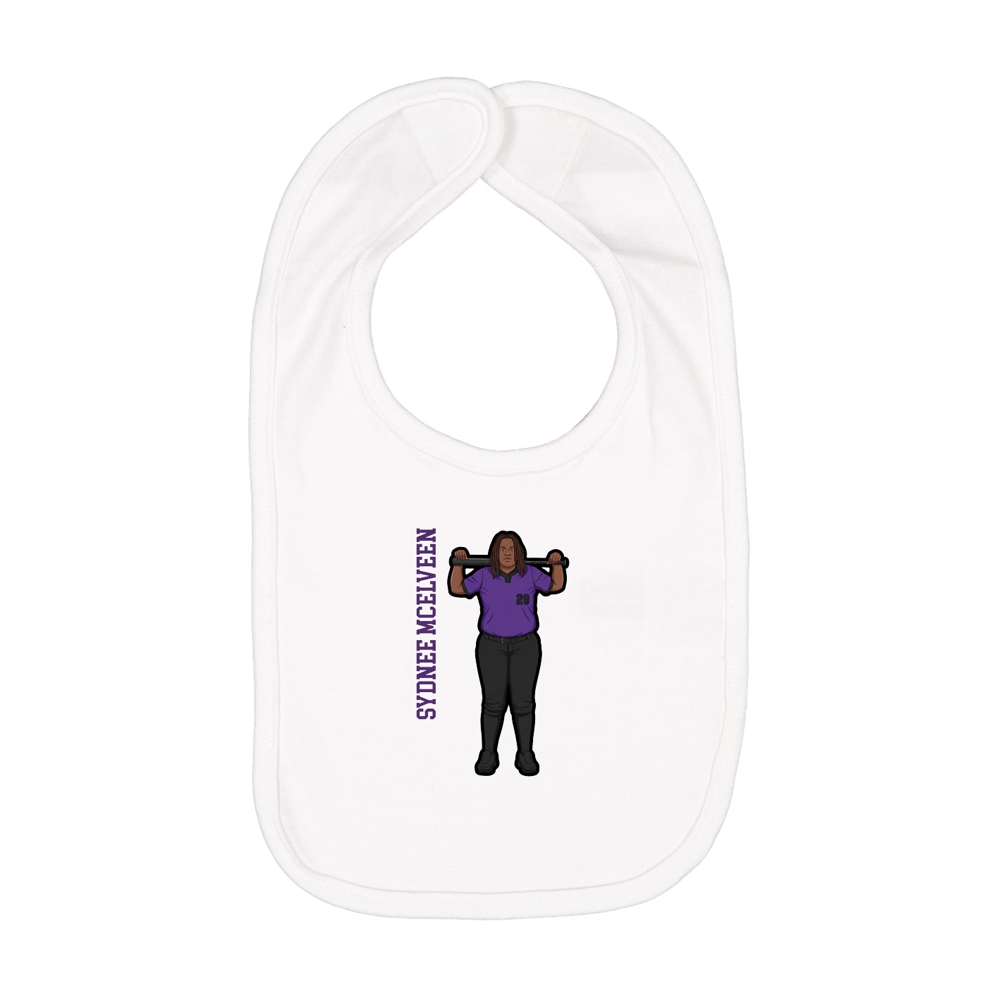 Infant Bib — Name Vertical in White