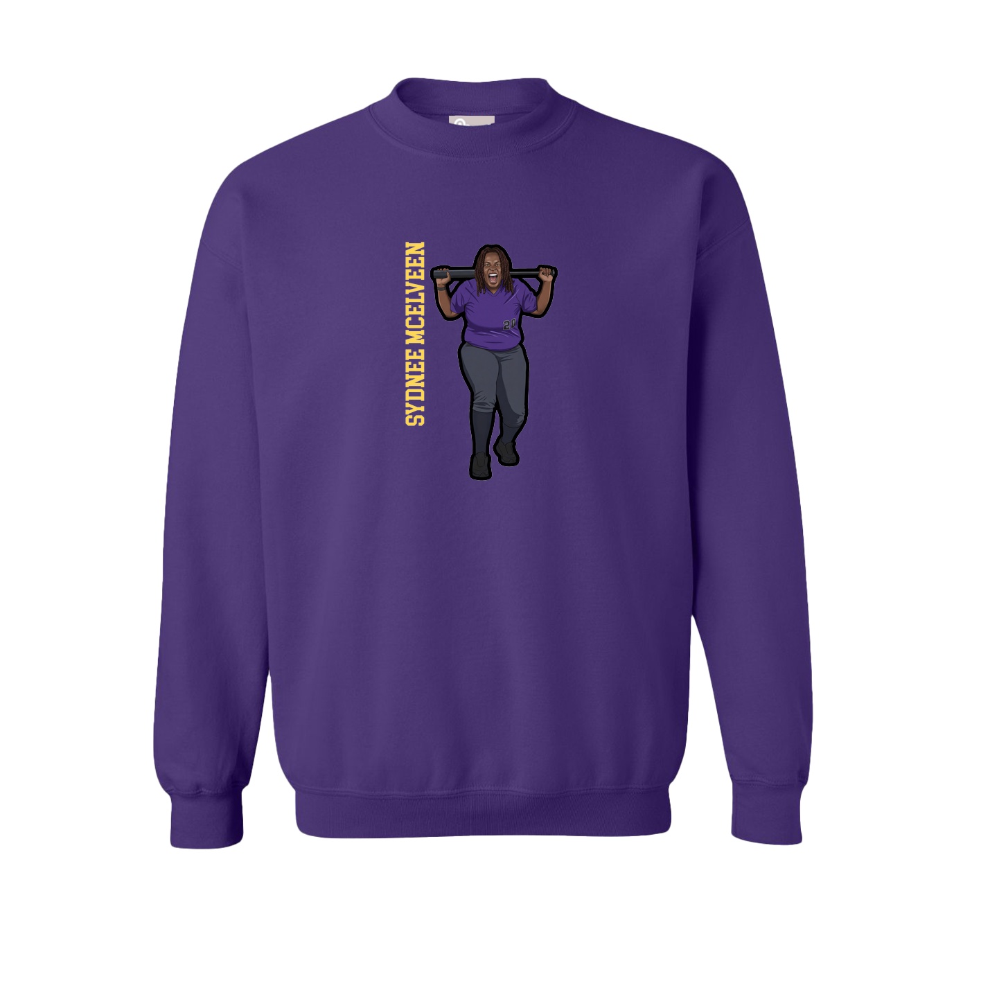 Fleece Crew — Name Vertical in Purple