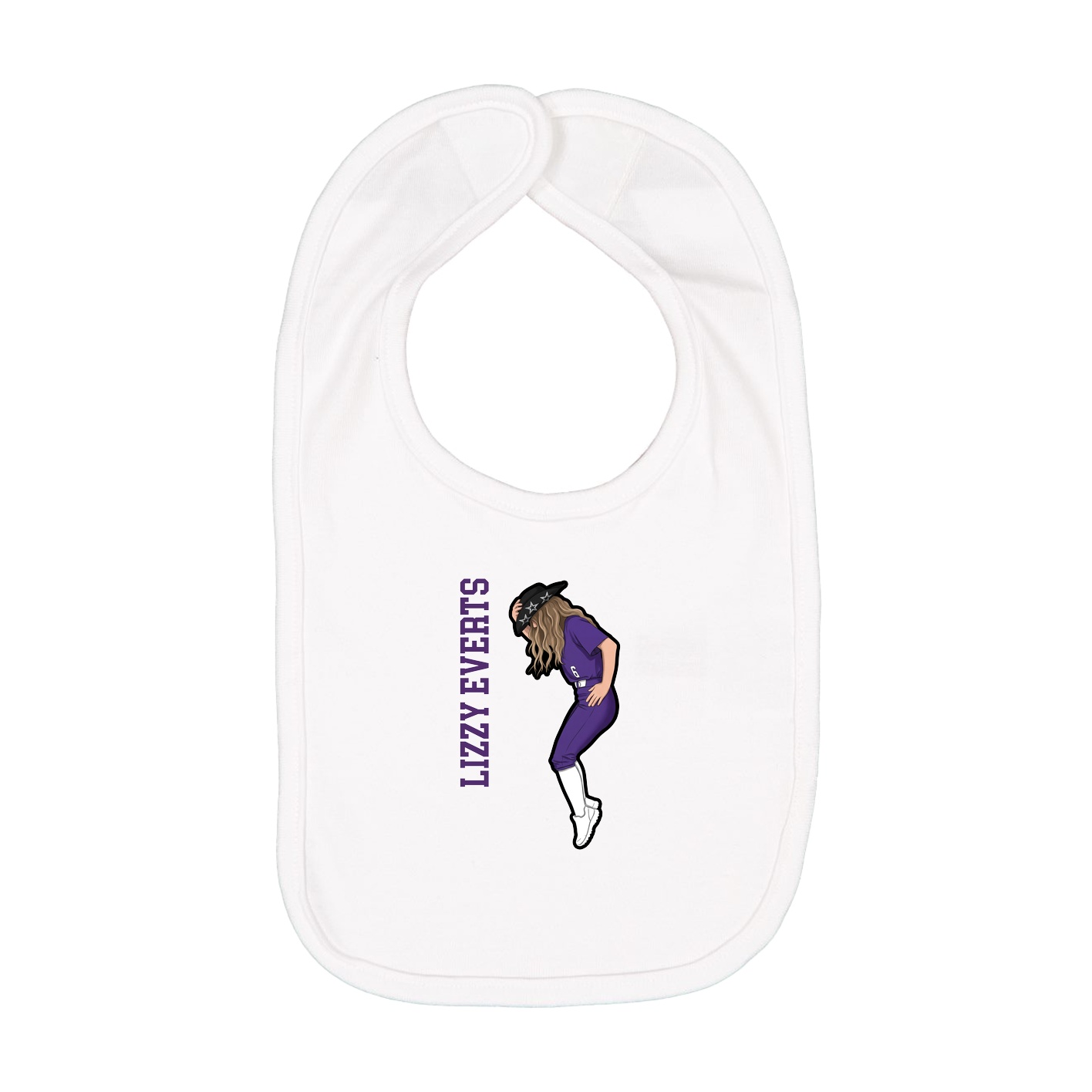 Infant Bib — Name Vertical in White