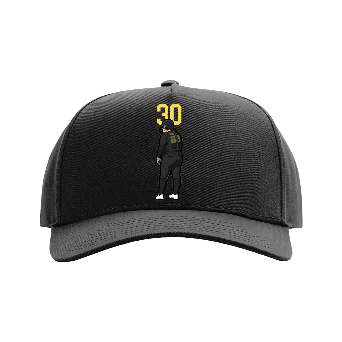Full Fabric Five-Panel Champ Cap — Number Top in Black