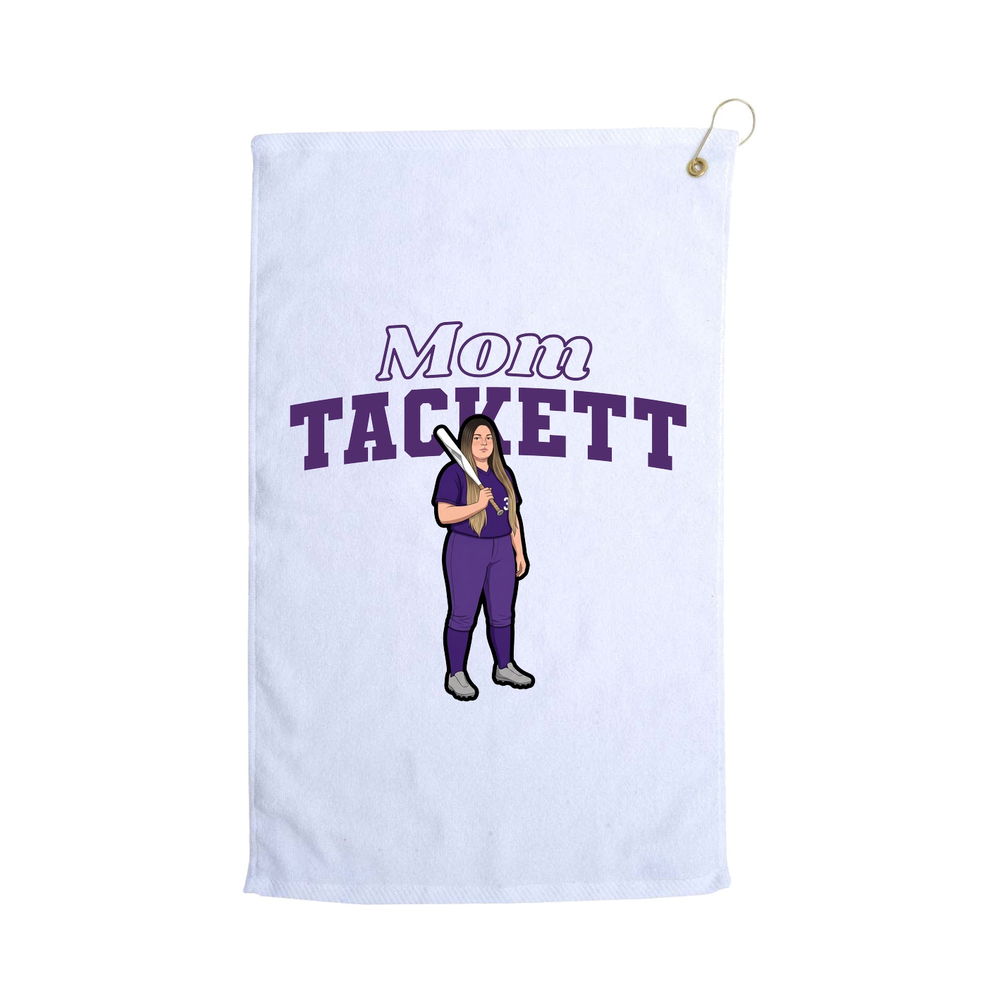 Golf Towel — Mothers Day Block in White