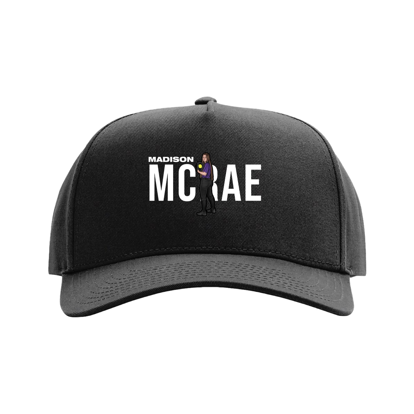 Full Fabric Five-Panel Champ Cap — Player Name in Black