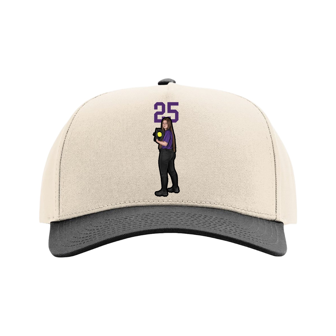 Full Fabric Five-Panel Champ Cap — Number Top in Cream/Black