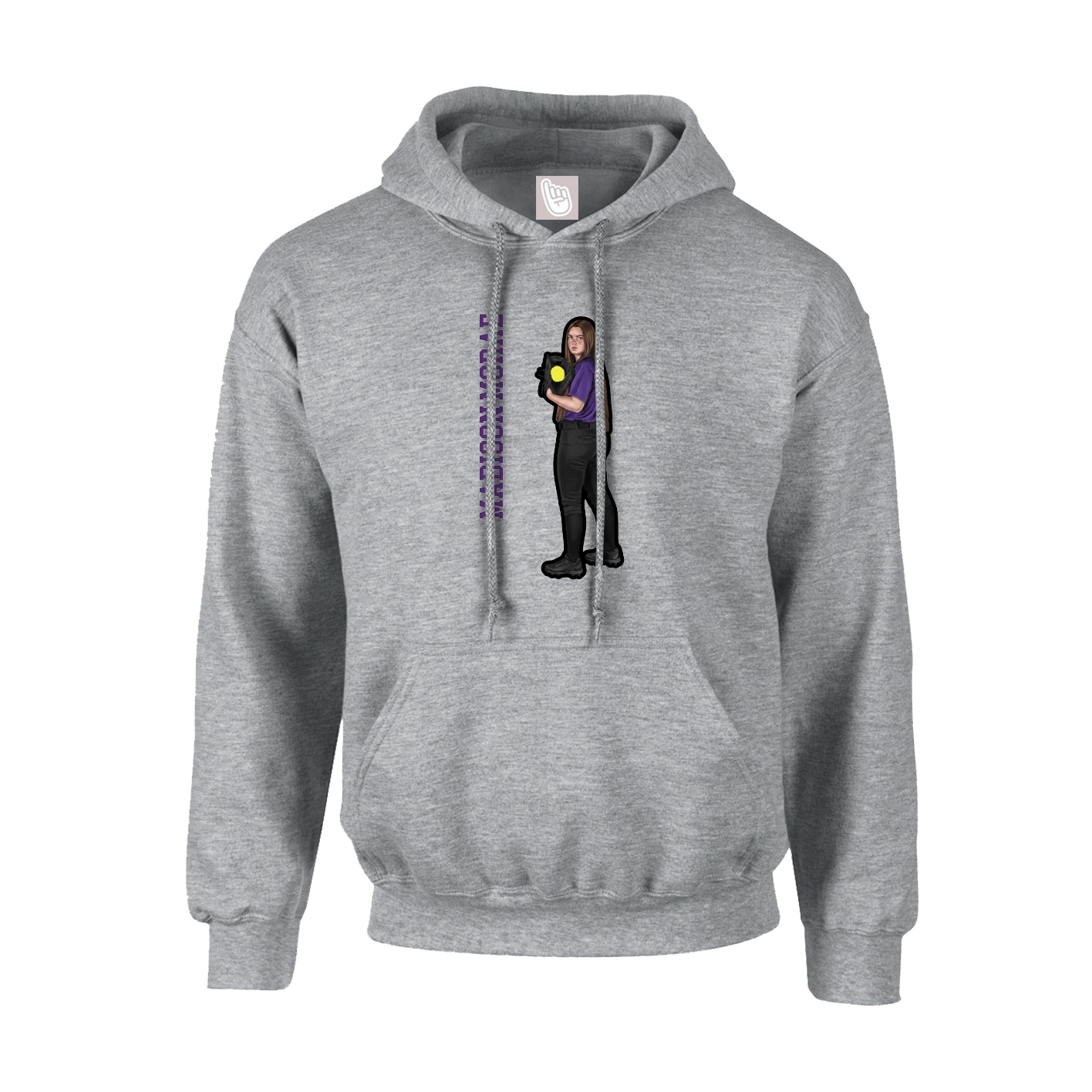 Youth Hoodie — Name Vertical in Grey
