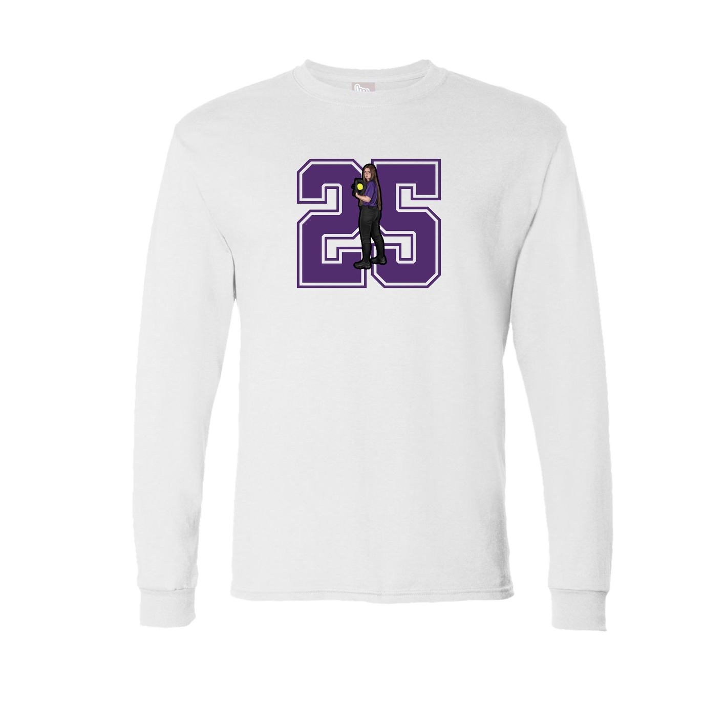 Long Sleeve Tee — Number in White