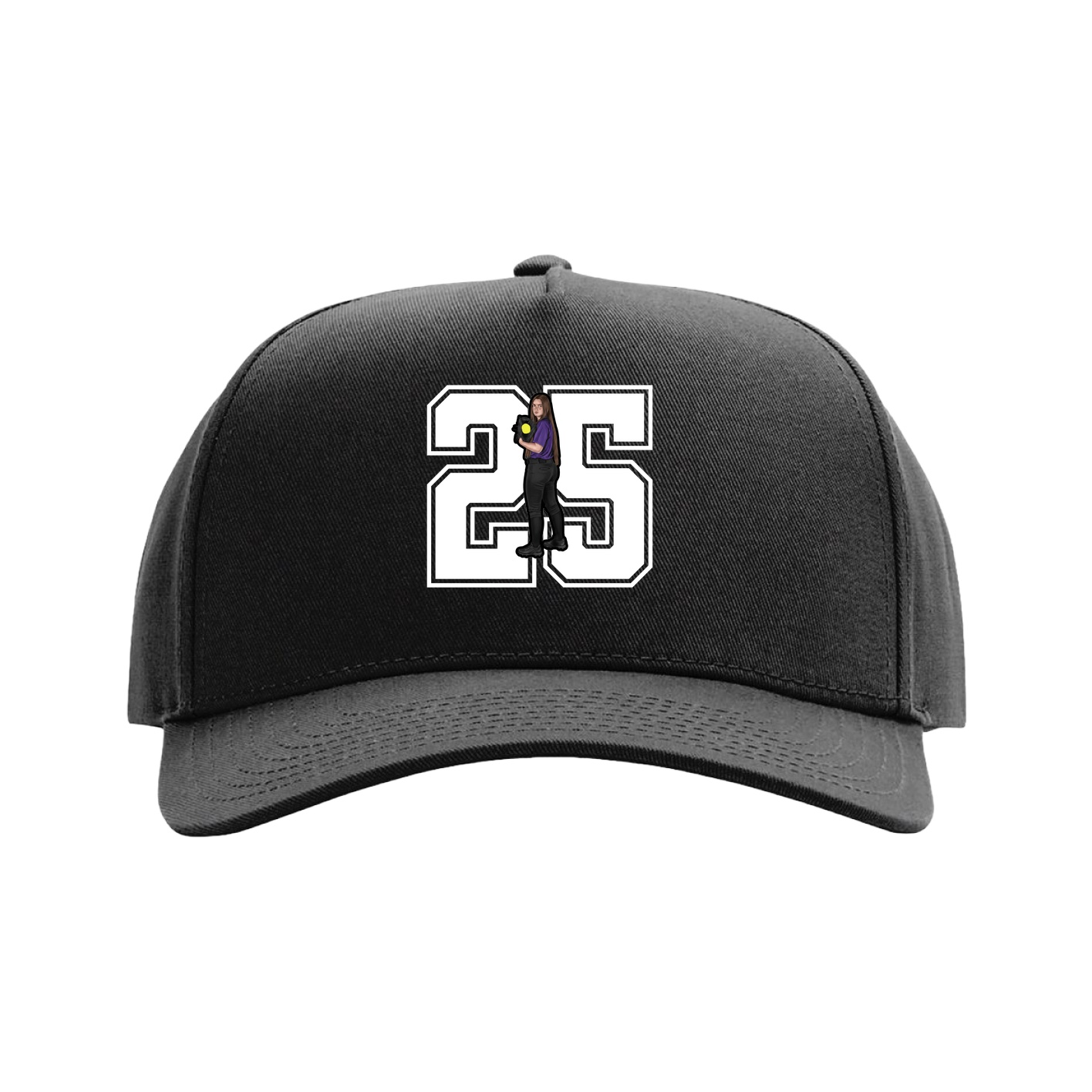 Full Fabric Five-Panel Champ Cap — Number in Black
