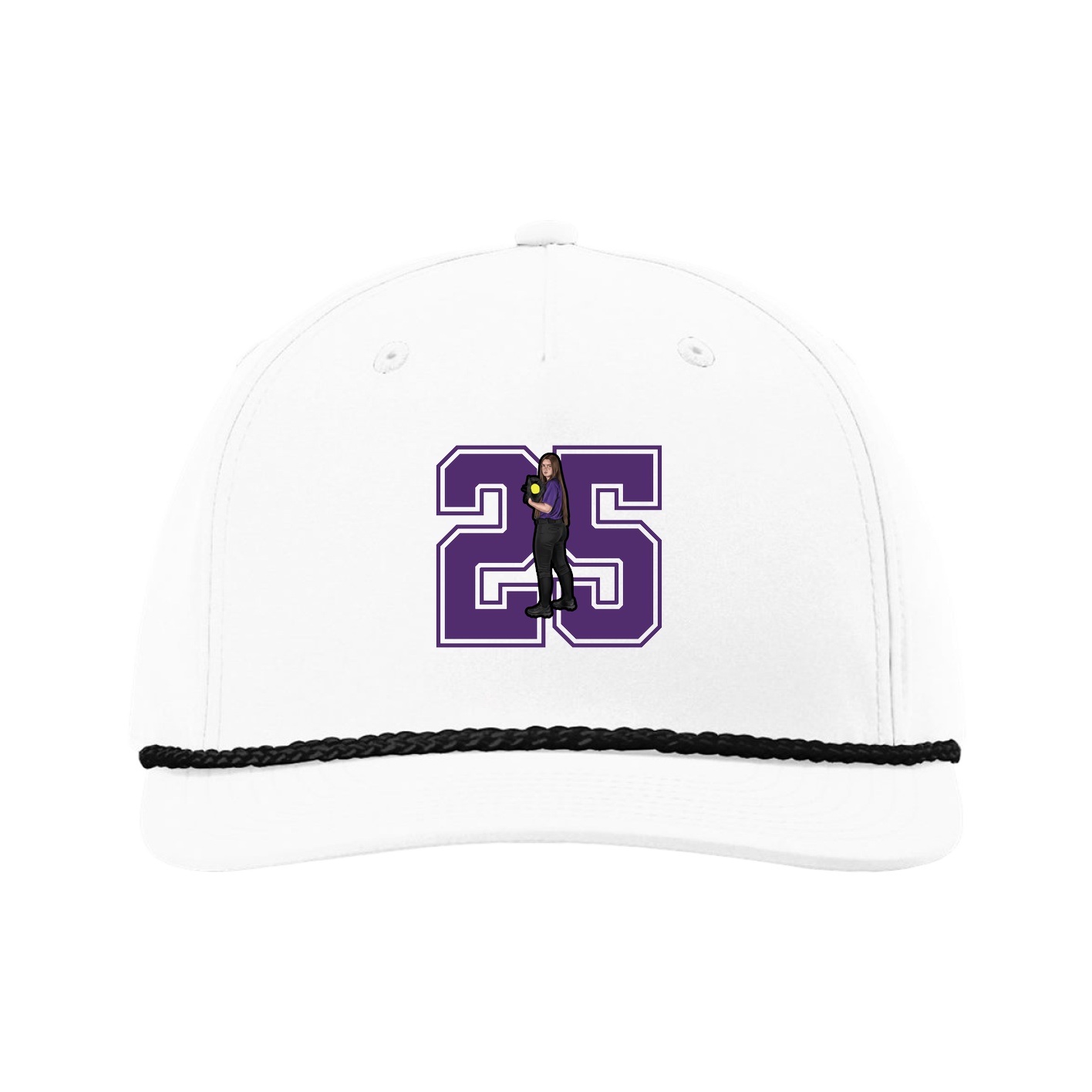 Five-Panel Classic Rope Cap — Number in White