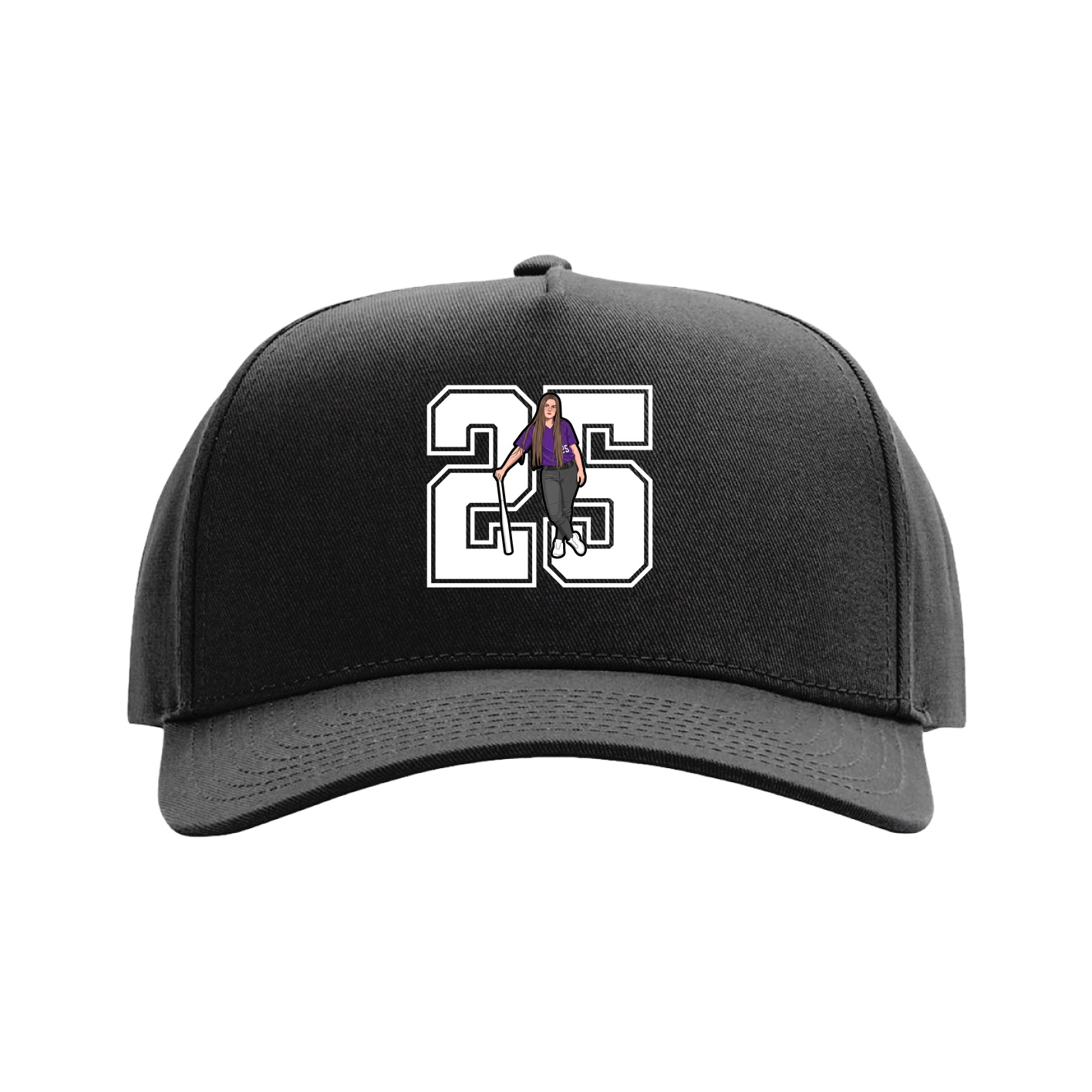 Full Fabric Five-Panel Champ Cap — Number in Black