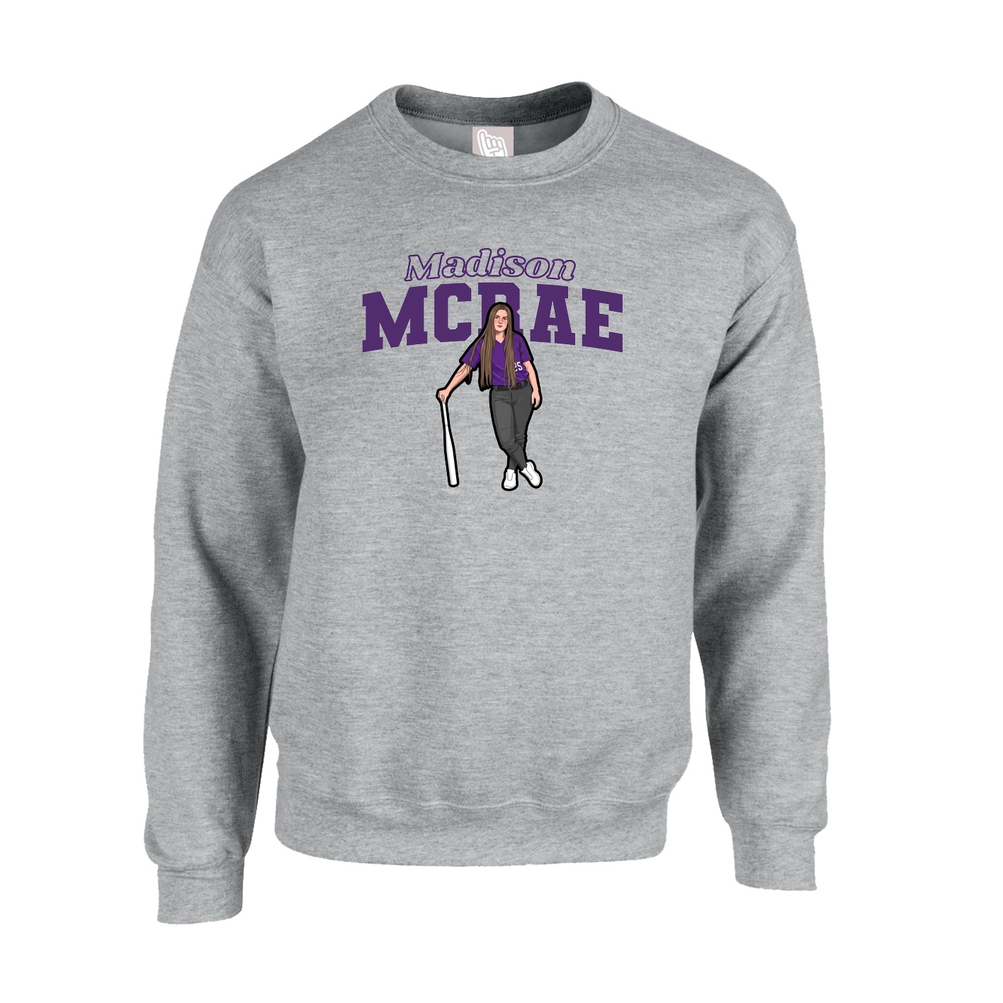 Fleece Crew — Name Arch in Grey