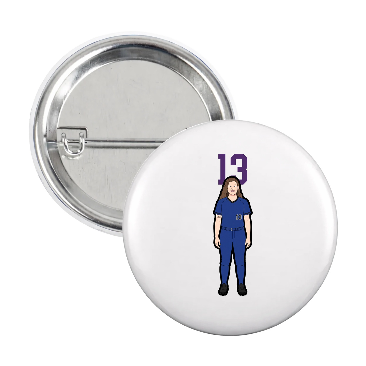 Game Day Button — Number Top in White