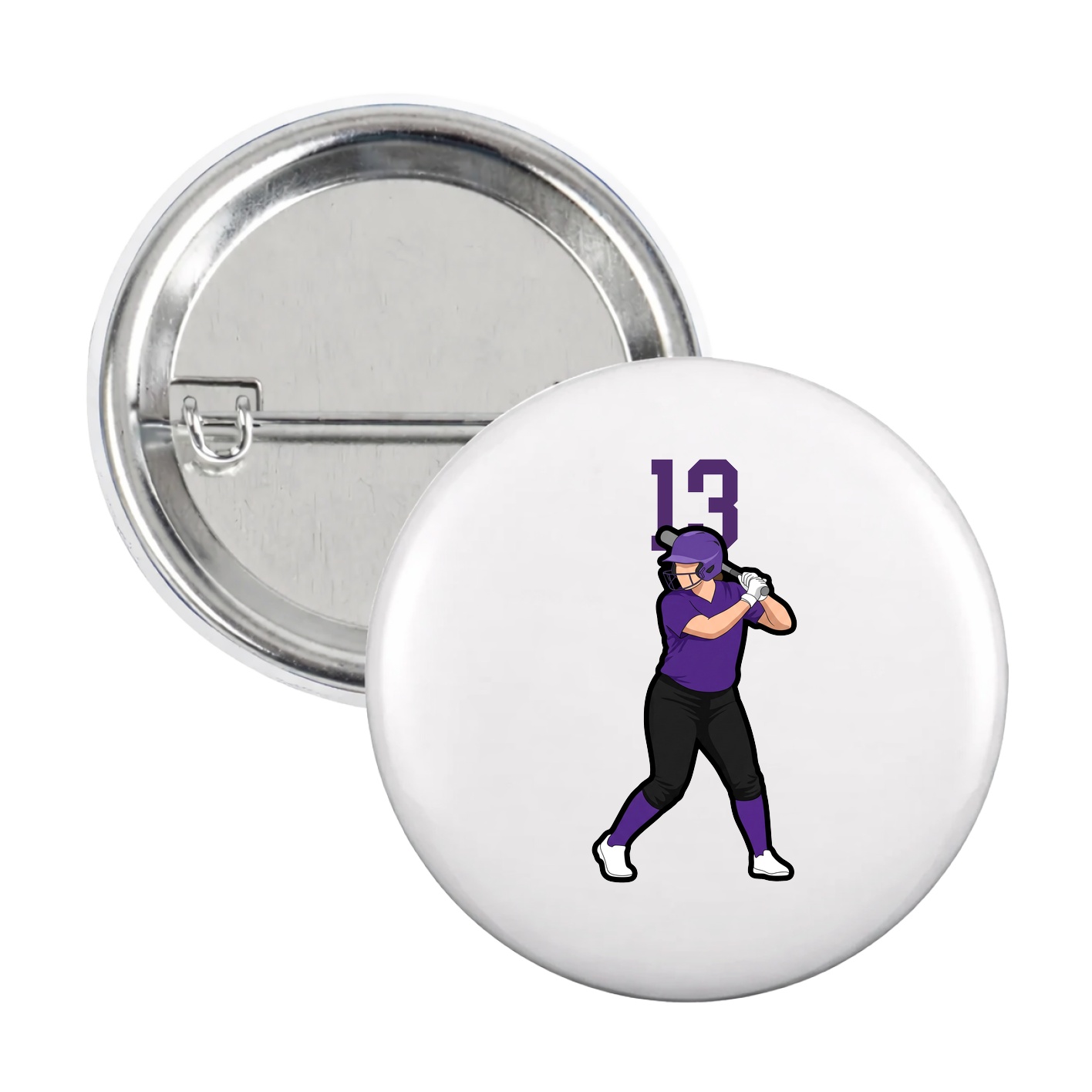 Game Day Button — Number Top in White