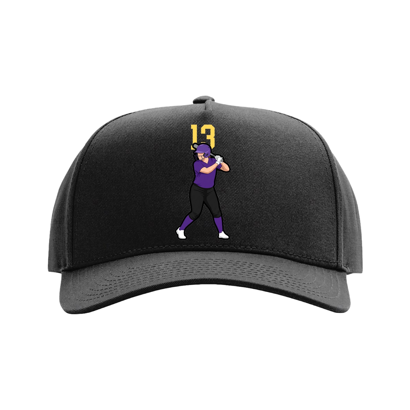 Full Fabric Five-Panel Champ Cap — Number Top in Black