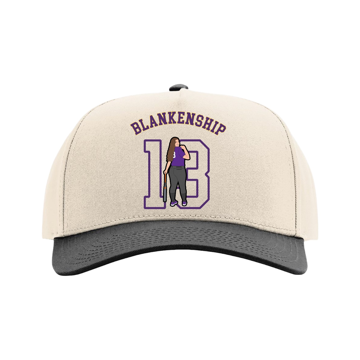 Full Fabric Five-Panel Champ Cap — Shirsey Arch in Cream/Black