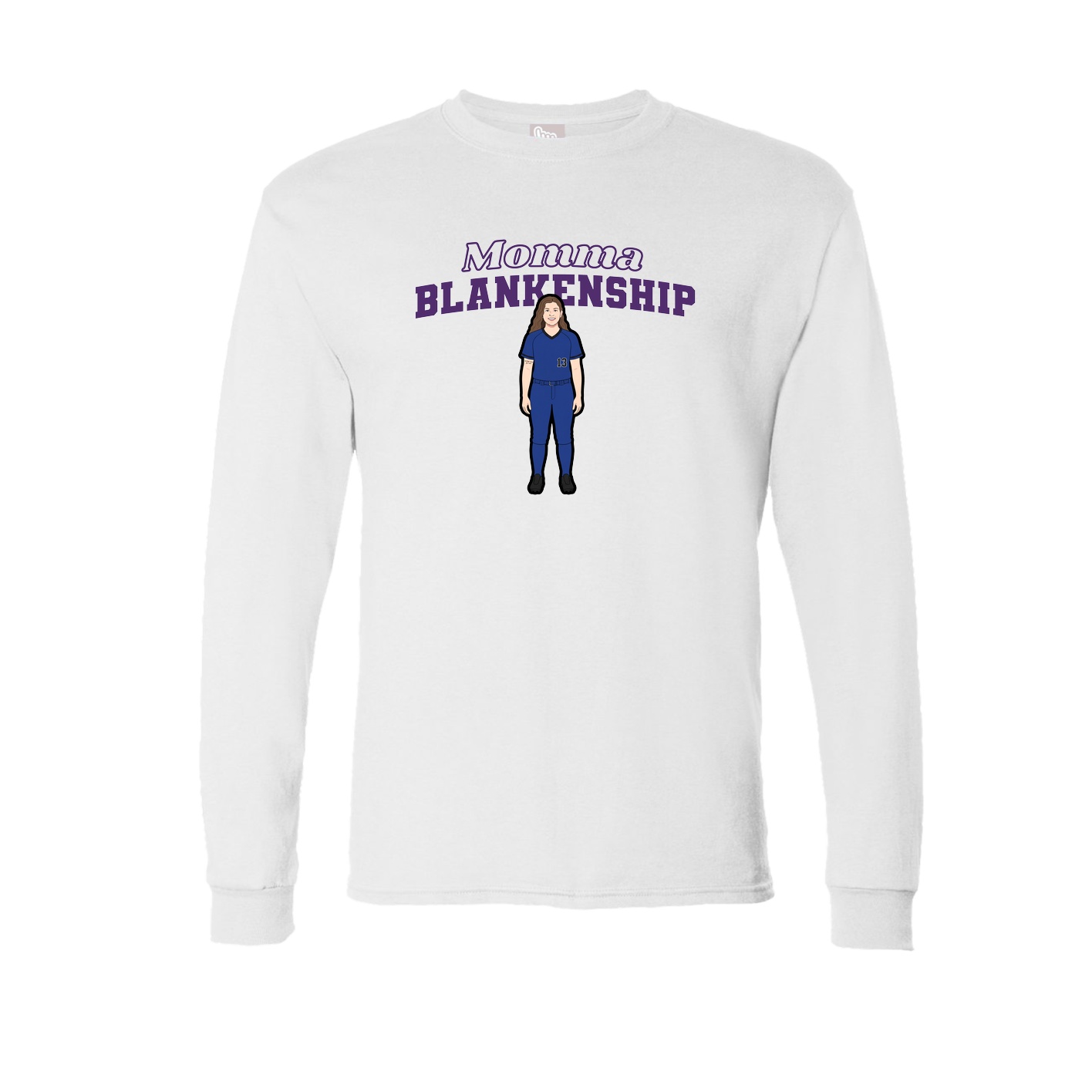 Long Sleeve Tee — Mothers Day Block in White