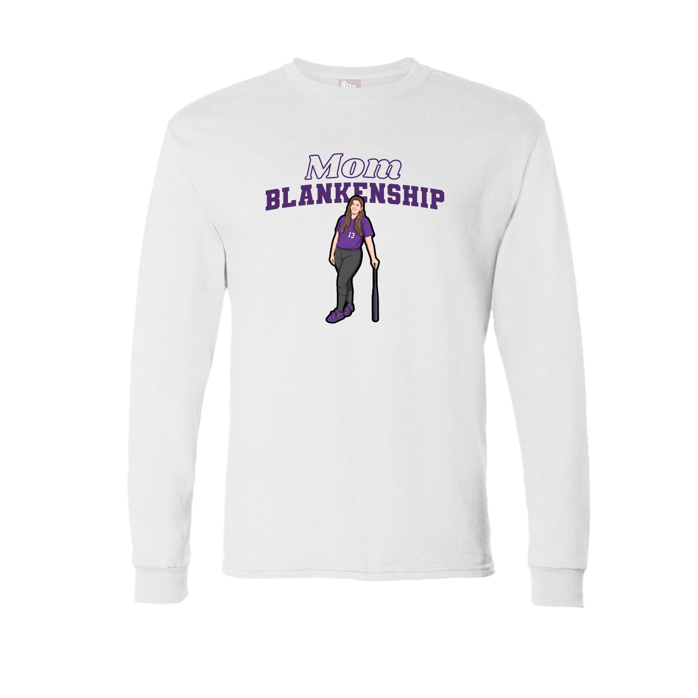 Long Sleeve Tee — Mothers Day Block in White