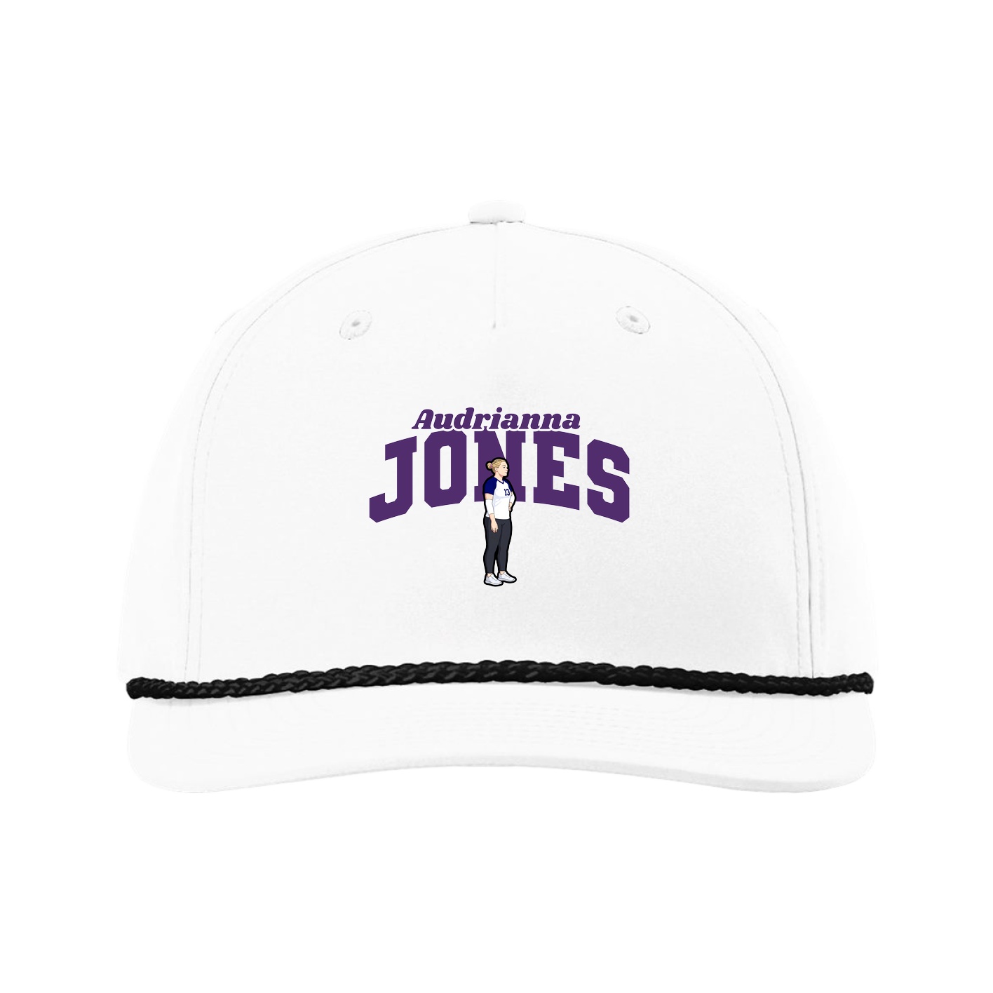 Five-Panel Classic Rope Cap — Signature Arch in White