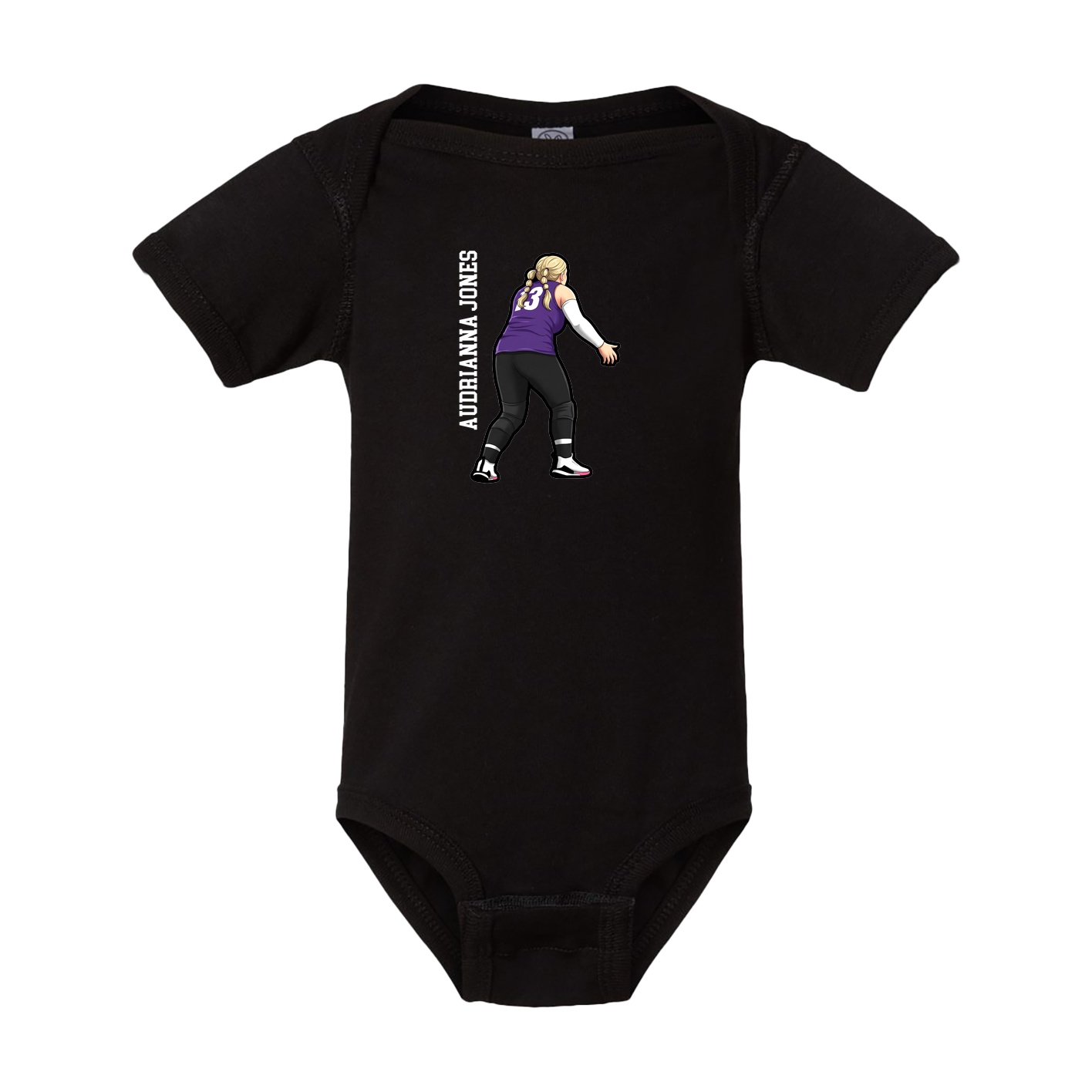 Baby Onesie — Name Vertical in Black