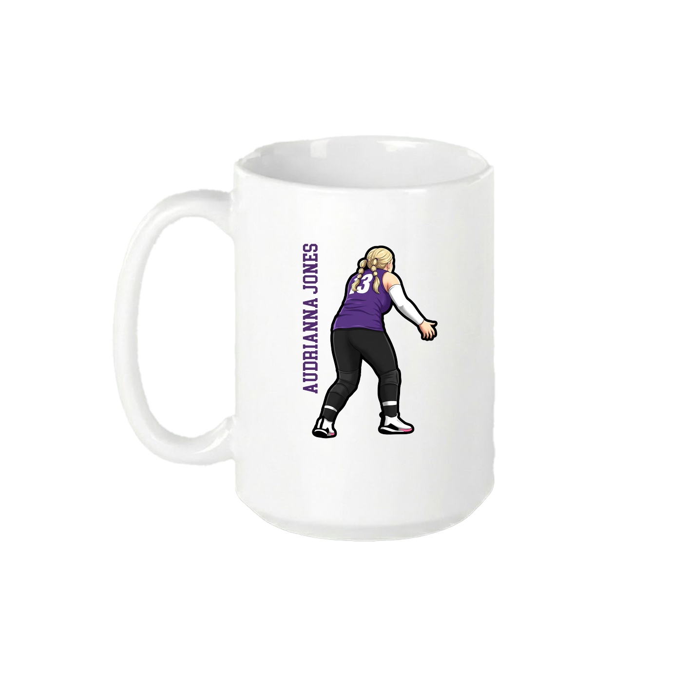 15oz Coffee Mug — Name Vertical in White