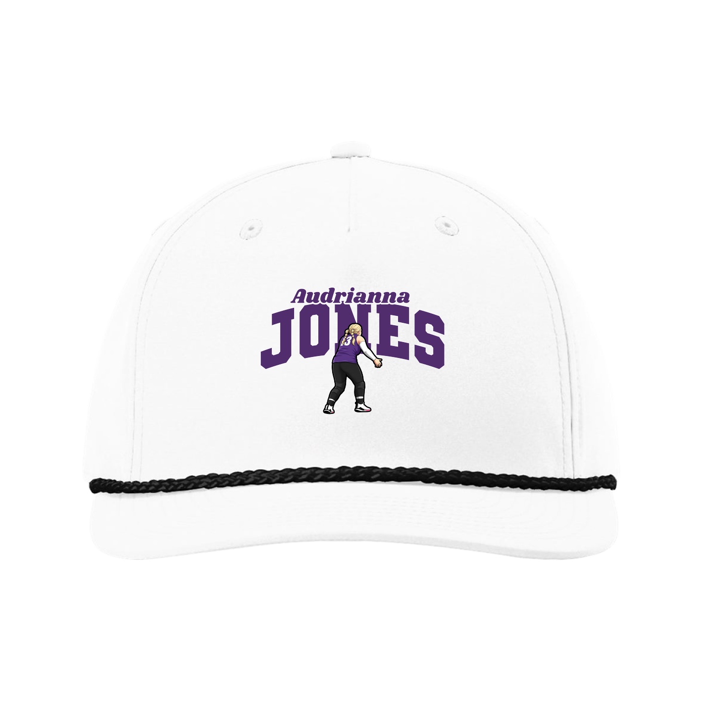 Five-Panel Classic Rope Cap — Signature Arch in White