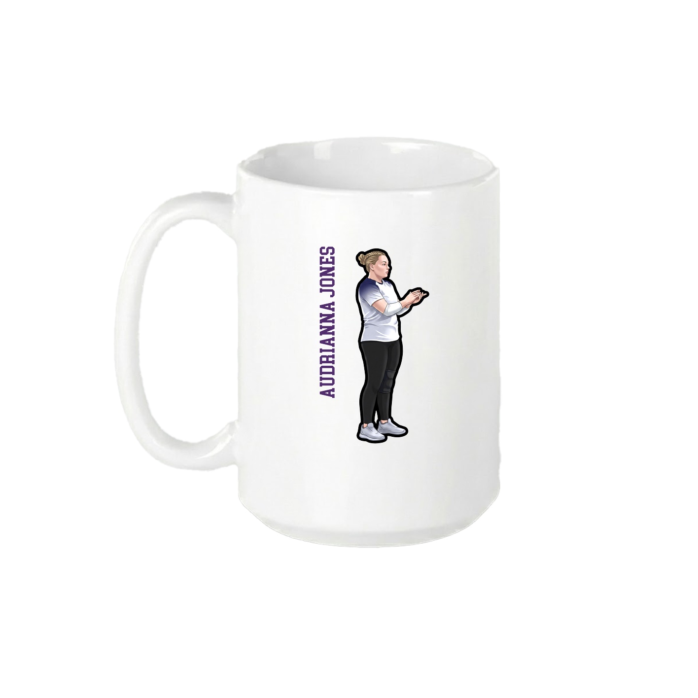 15oz Coffee Mug — Name Vertical in White